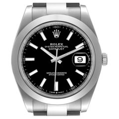 Rolex Datejust 41 Black Dial Steel Oyster Bracelet Watch 126300 Box Card