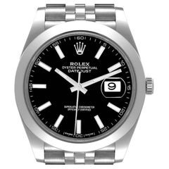 Rolex Datejust 41 Black Dial Steel Oyster Bracelet Watch 126300 Box Card