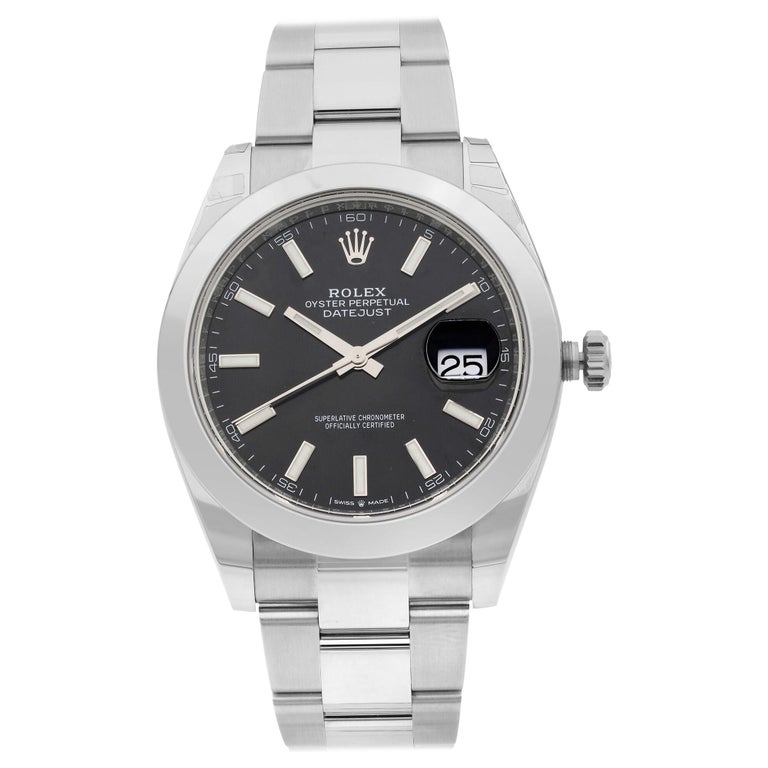 Rolex Datejust 41 Black Sticks Dial Stainless Steel Automatic Men's Watch 126300 For Sale at 1stdibs