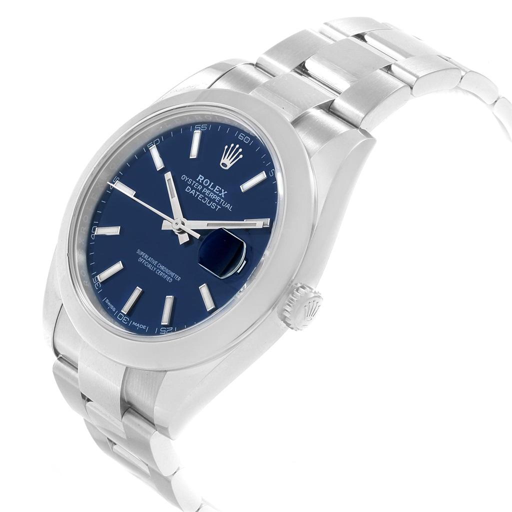 Rolex Datejust 41 Blue Baton Dial Stainless Steel Men's Watch 126300 For Sale 4