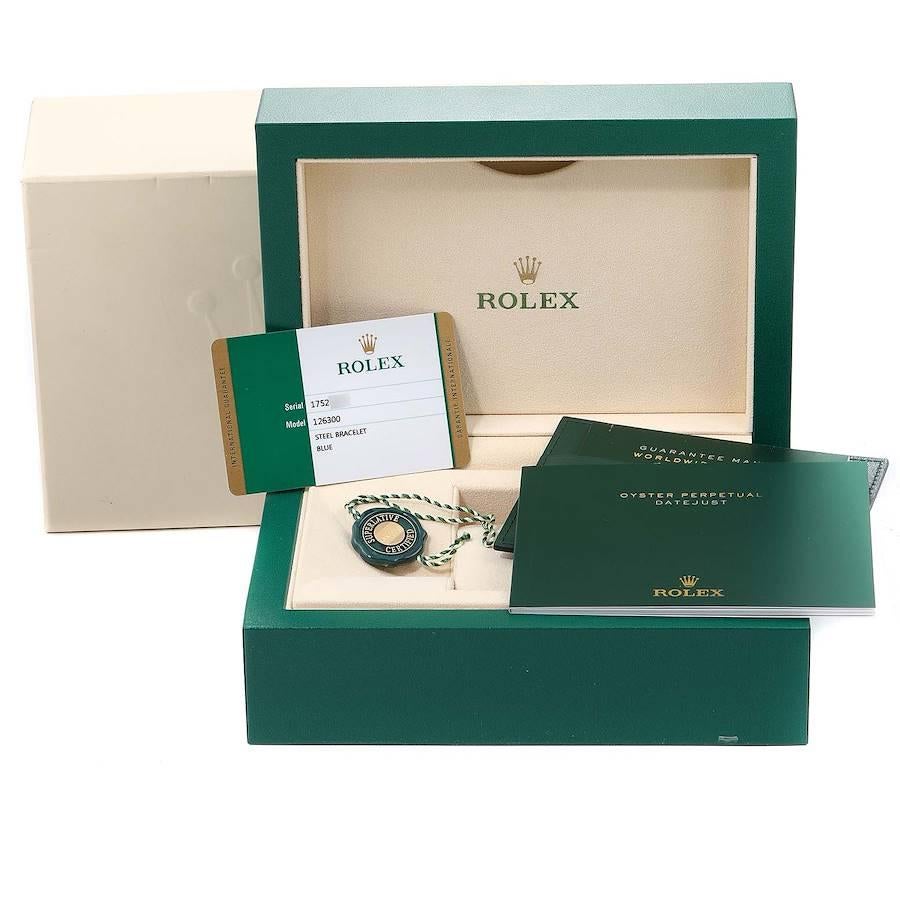 Rolex Datejust 41 Blue Dial Jubilee Bracelet Steel Men's Watch 126300 Box Card For Sale 9