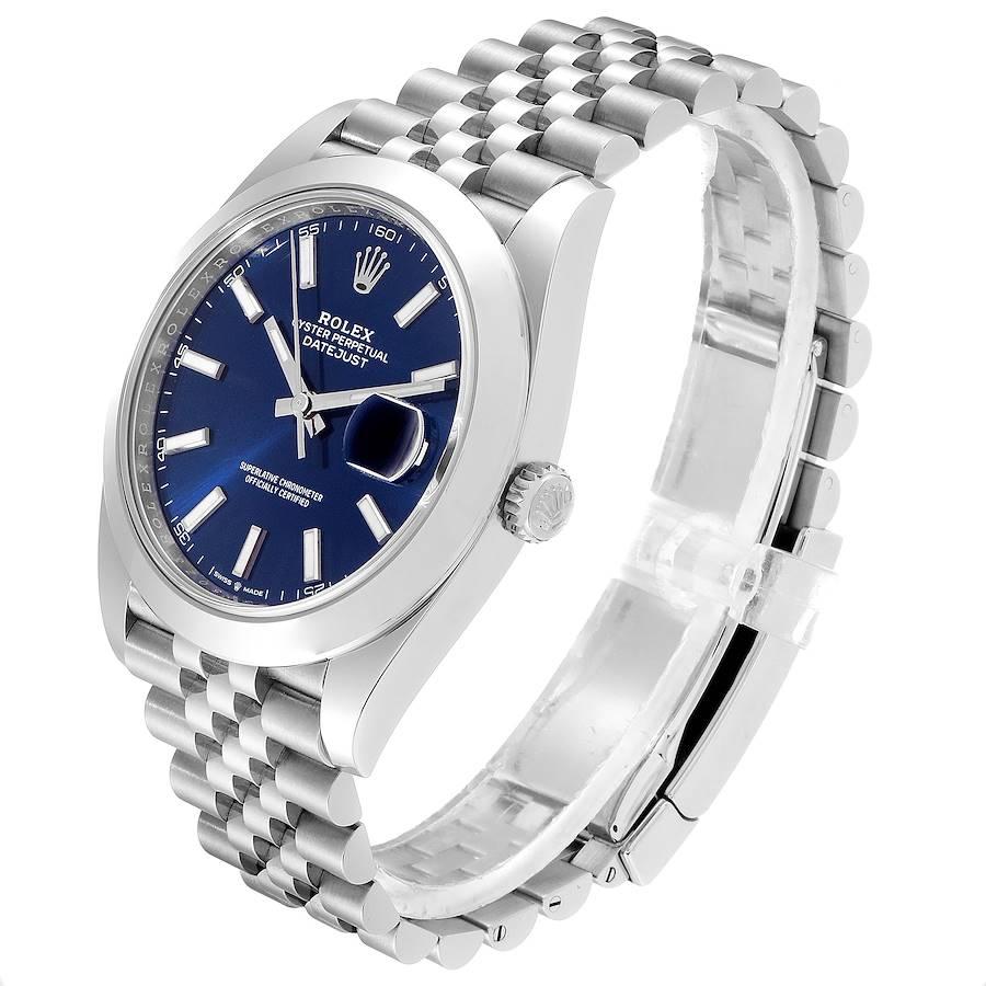 Rolex Datejust 41 Blue Dial Jubilee Bracelet Steel Men's Watch 126300 Box Card For Sale 1