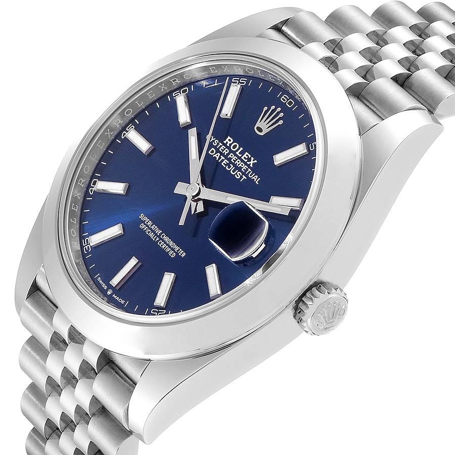 Rolex Datejust 41 Blue Dial Jubilee Bracelet Steel Men's Watch 126300 Box Card For Sale 2
