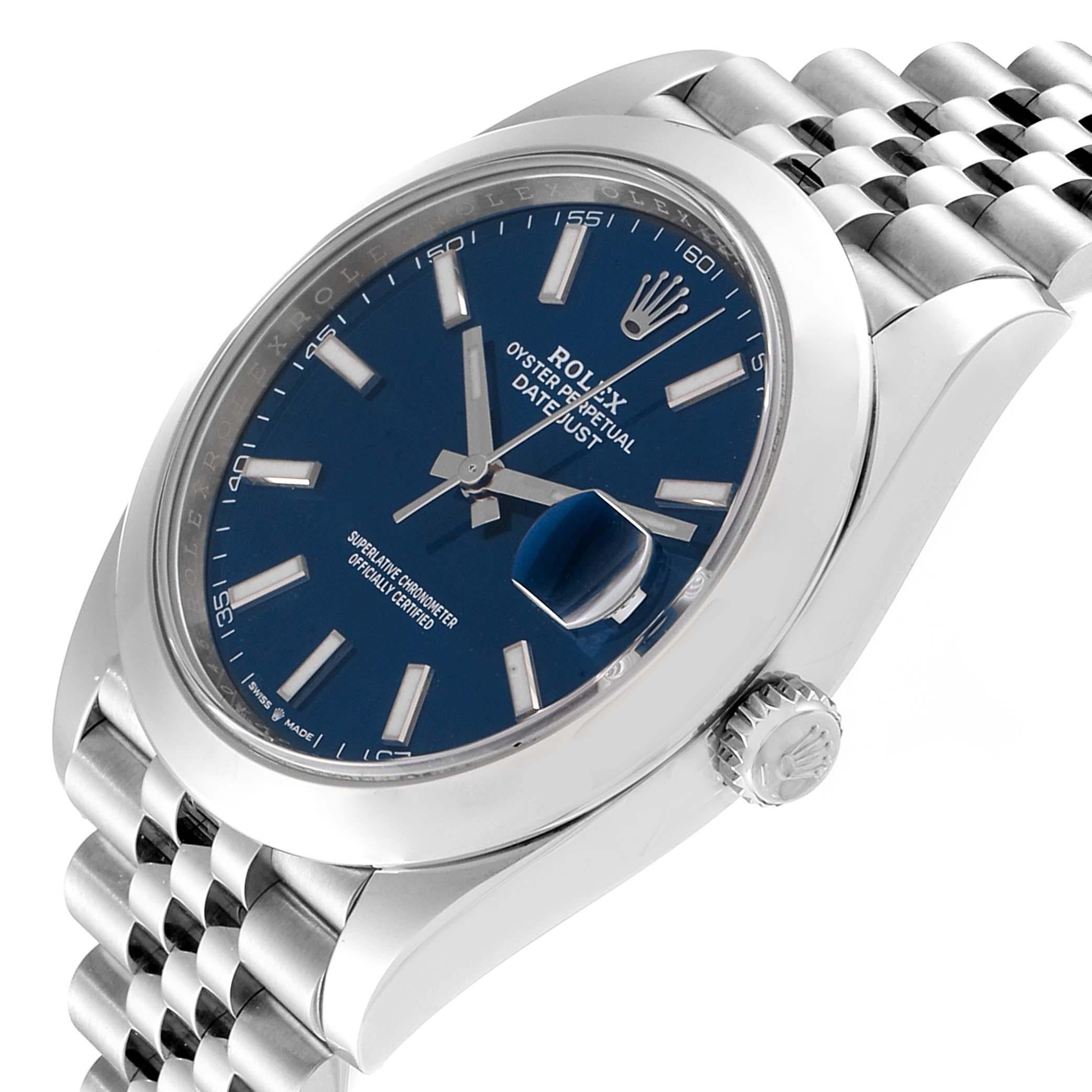 Rolex Datejust 41 Blue Dial Jubilee Bracelet Steel Men's Watch 126300 For Sale 2
