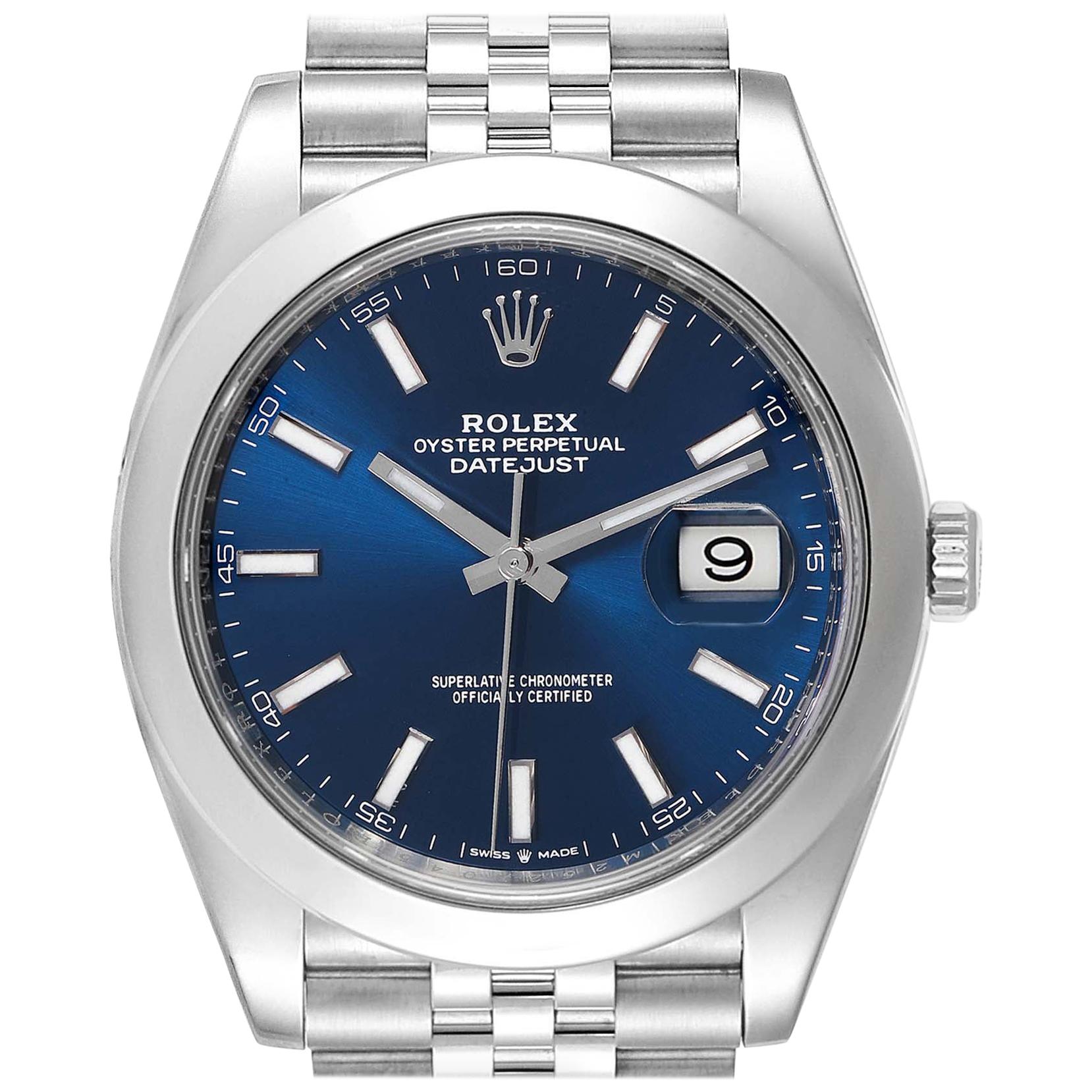 Rolex Datejust 41 Blue Dial Jubilee Bracelet Steel Men's Watch 126300 For Sale