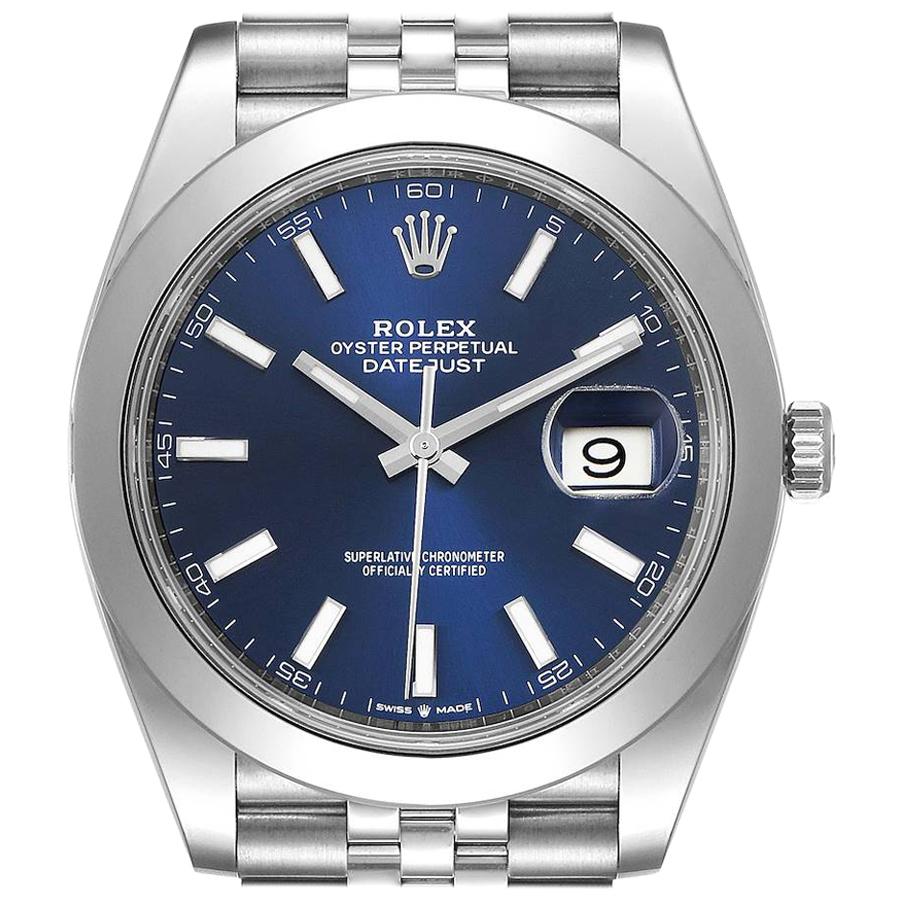 Rolex Datejust 41 Blue Dial Jubilee Bracelet Steel Men’s Watch 126300 Unworn For Sale