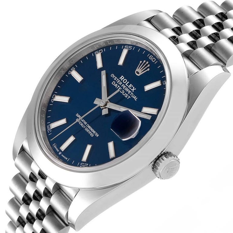 Rolex Datejust 41 Blue Dial Jubilee Bracelet Steel Watch Unworn For Sale At 1stdibs