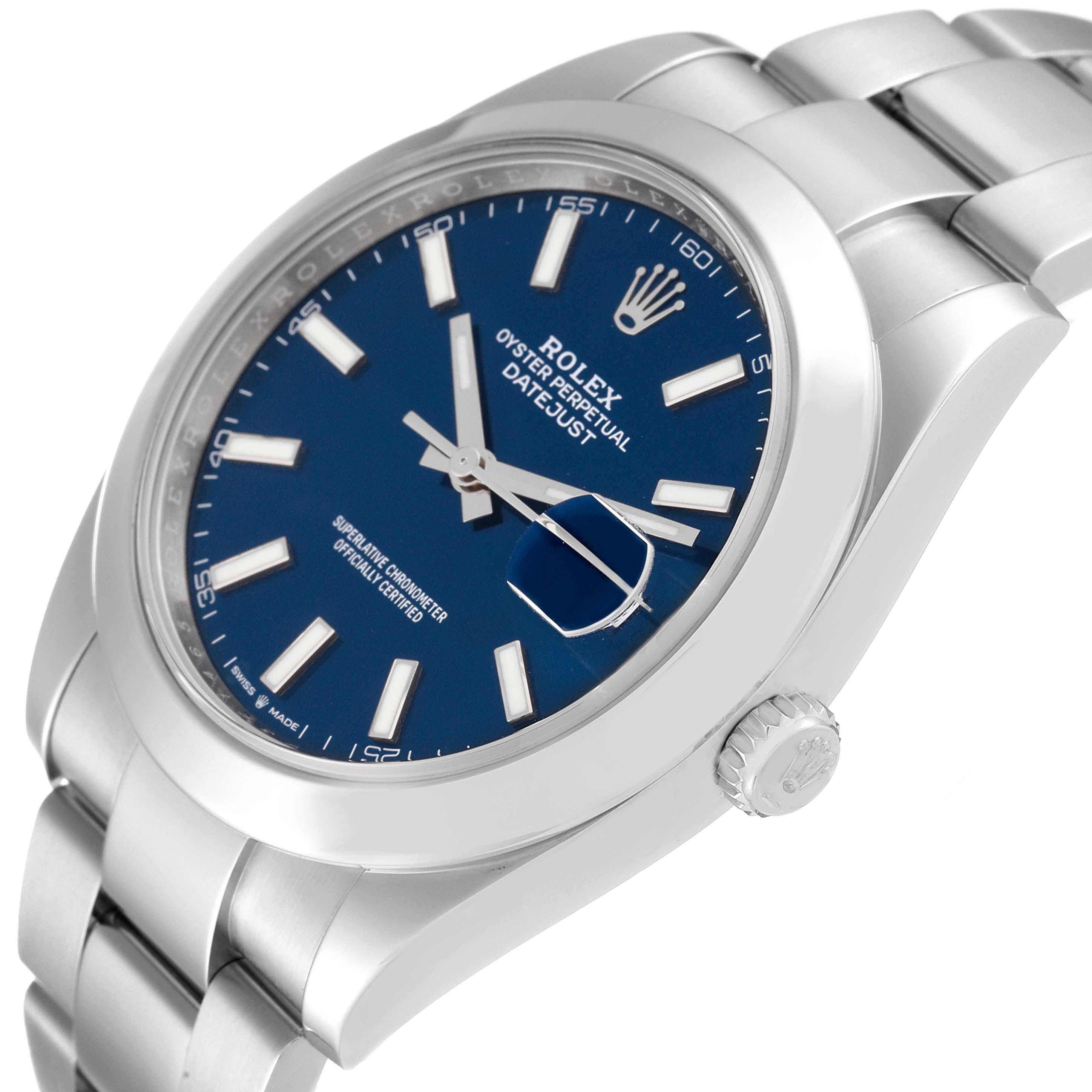 Men's Rolex Datejust 41 Blue Dial Smooth Bezel Steel Mens Watch 126300