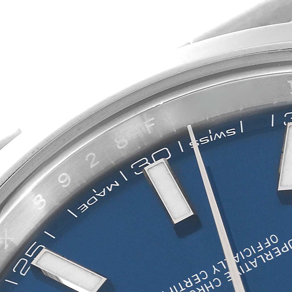 Rolex Datejust 41 Blue Dial Smooth Bezel Steel Mens Watch 126300 In Excellent Condition In Atlanta, GA
