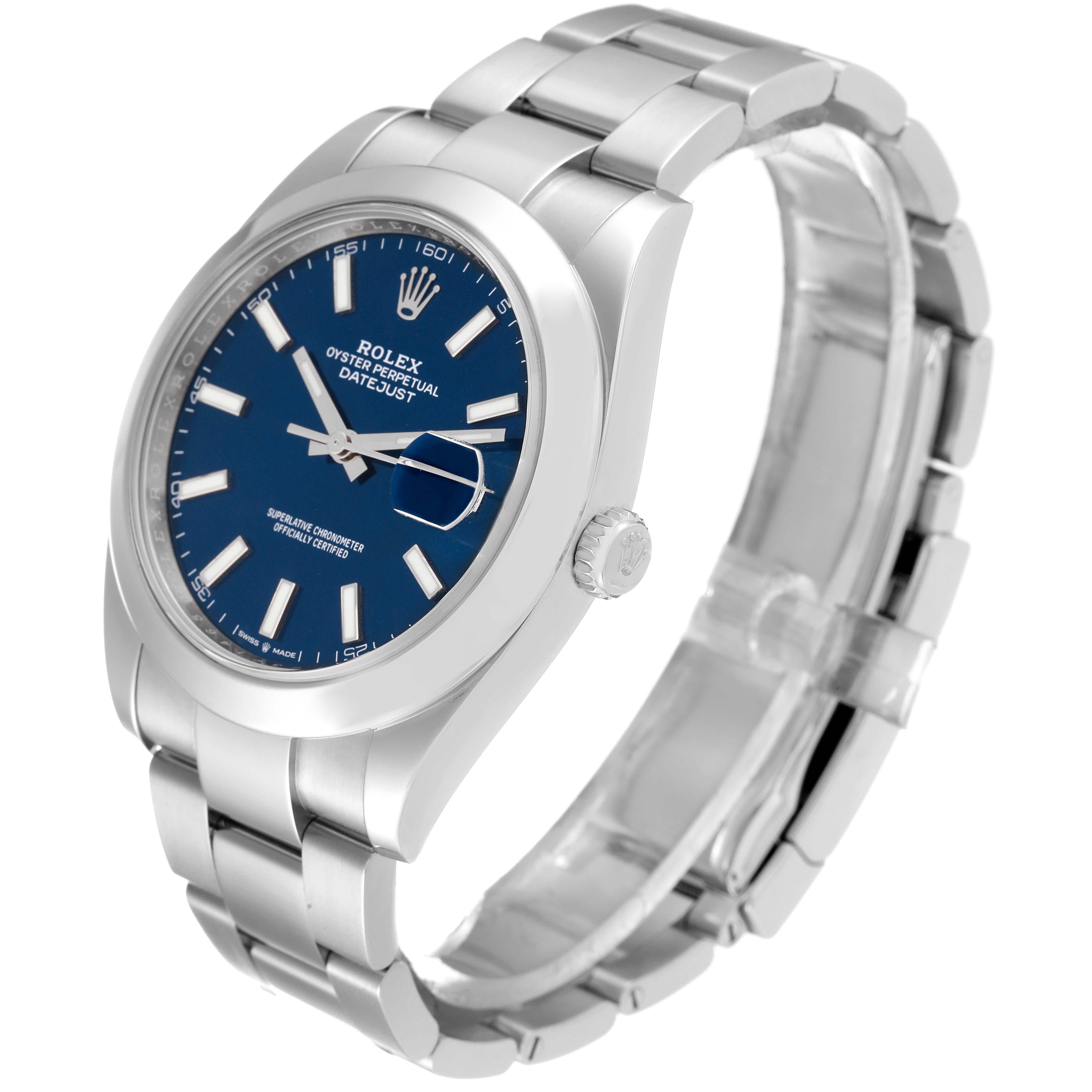 Rolex Datejust 41 Blue Dial Smooth Bezel Steel Mens Watch 126300 2