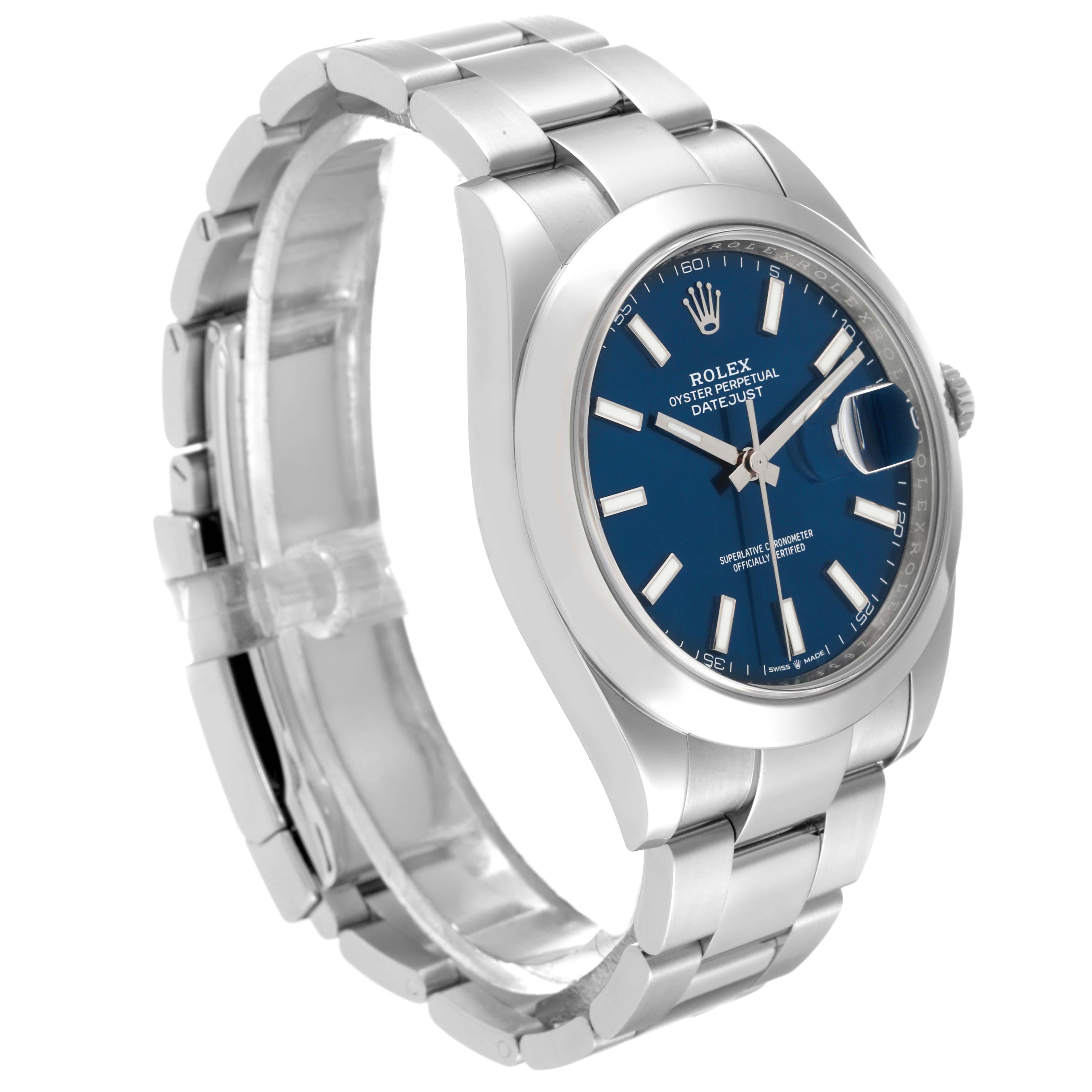 Rolex Datejust 41 Blue Dial Smooth Bezel Steel Mens Watch 126300 3