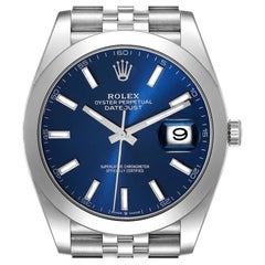 Rolex Datejust Blue Dial Smooth Bezel Steel Mens Watch 126300