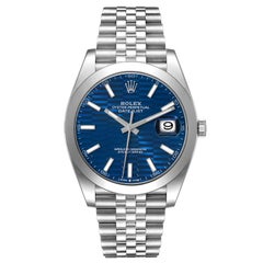 Rolex Datejust 41 Blue Dial Smooth Bezel Steel Mens Watch 126300 Unworn
