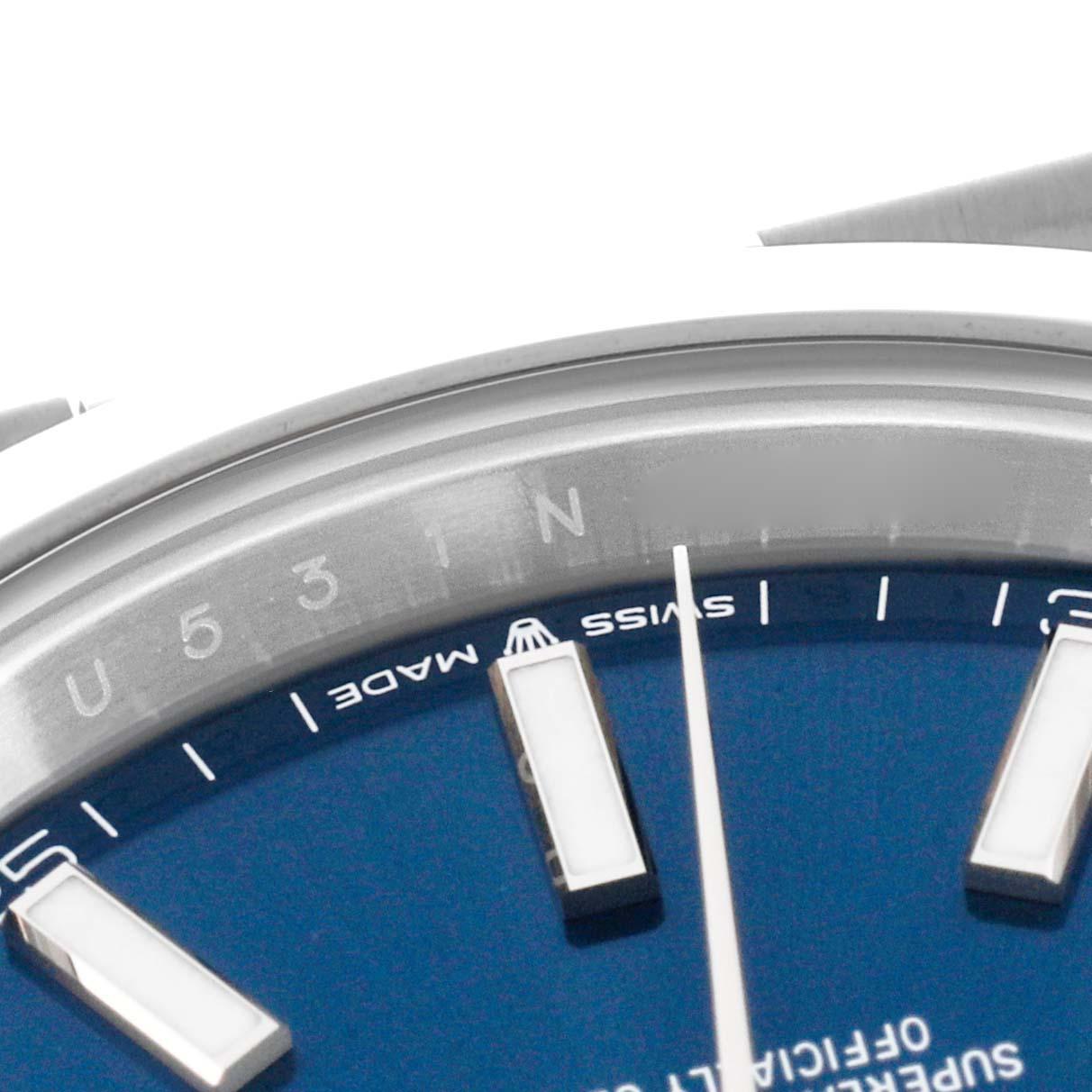 Rolex Datejust 41 Blue Dial Smooth Bezel Steel Mens Watch 126300 Unworn 2