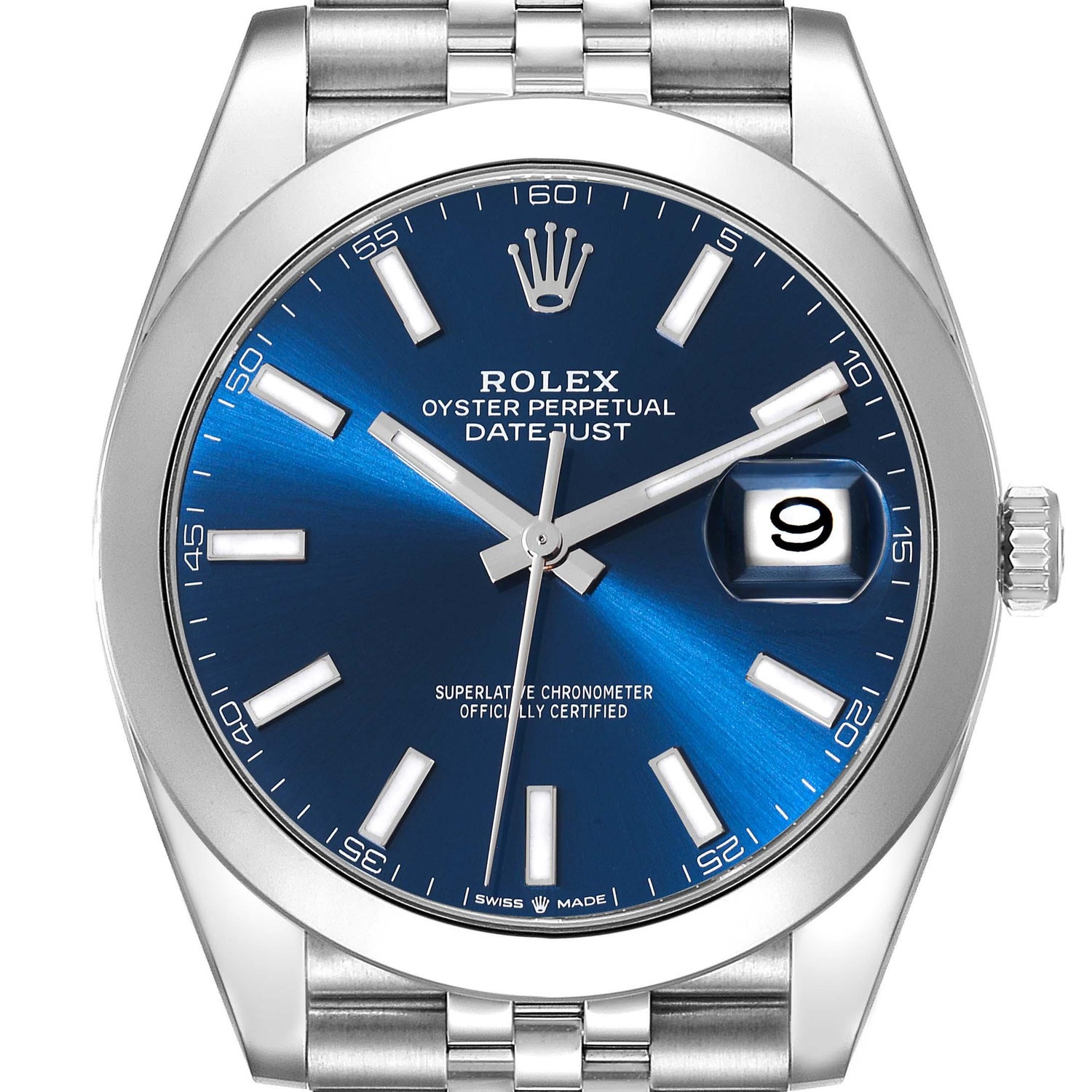 Rolex Montre Datejust 41 en acier avec cadran bleu et lunette lisse pour  hommes 126300 Boîte Card sur 1stDibs