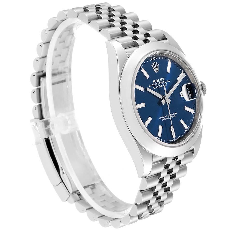 Rolex Datejust 41 Blue Dial Steel Men's Watch 126300 Box Card In Excellent Condition For Sale In Atlanta, GA