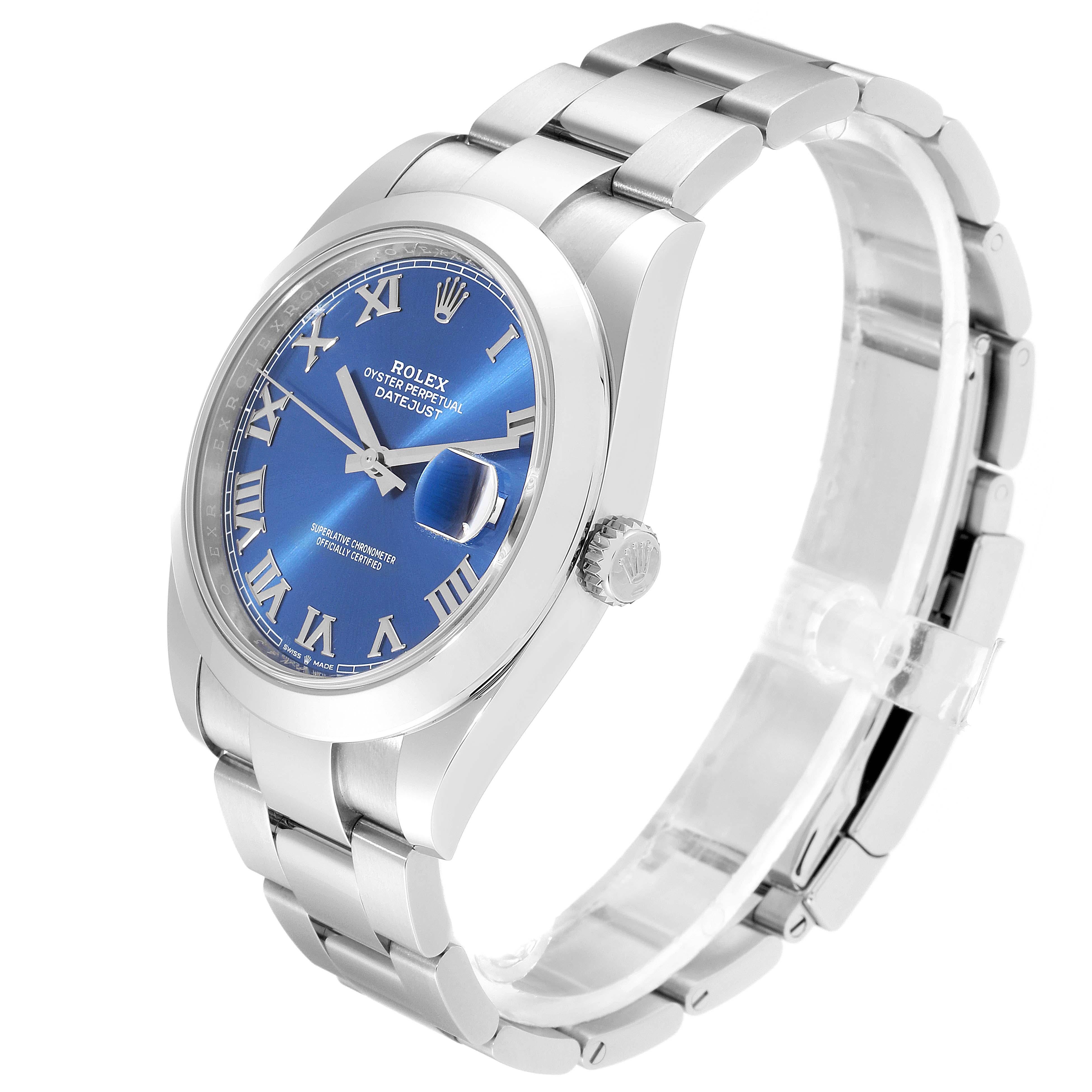 Rolex Datejust 41 Blue Dial Steel Men's Watch 126300 Box Card For Sale 1