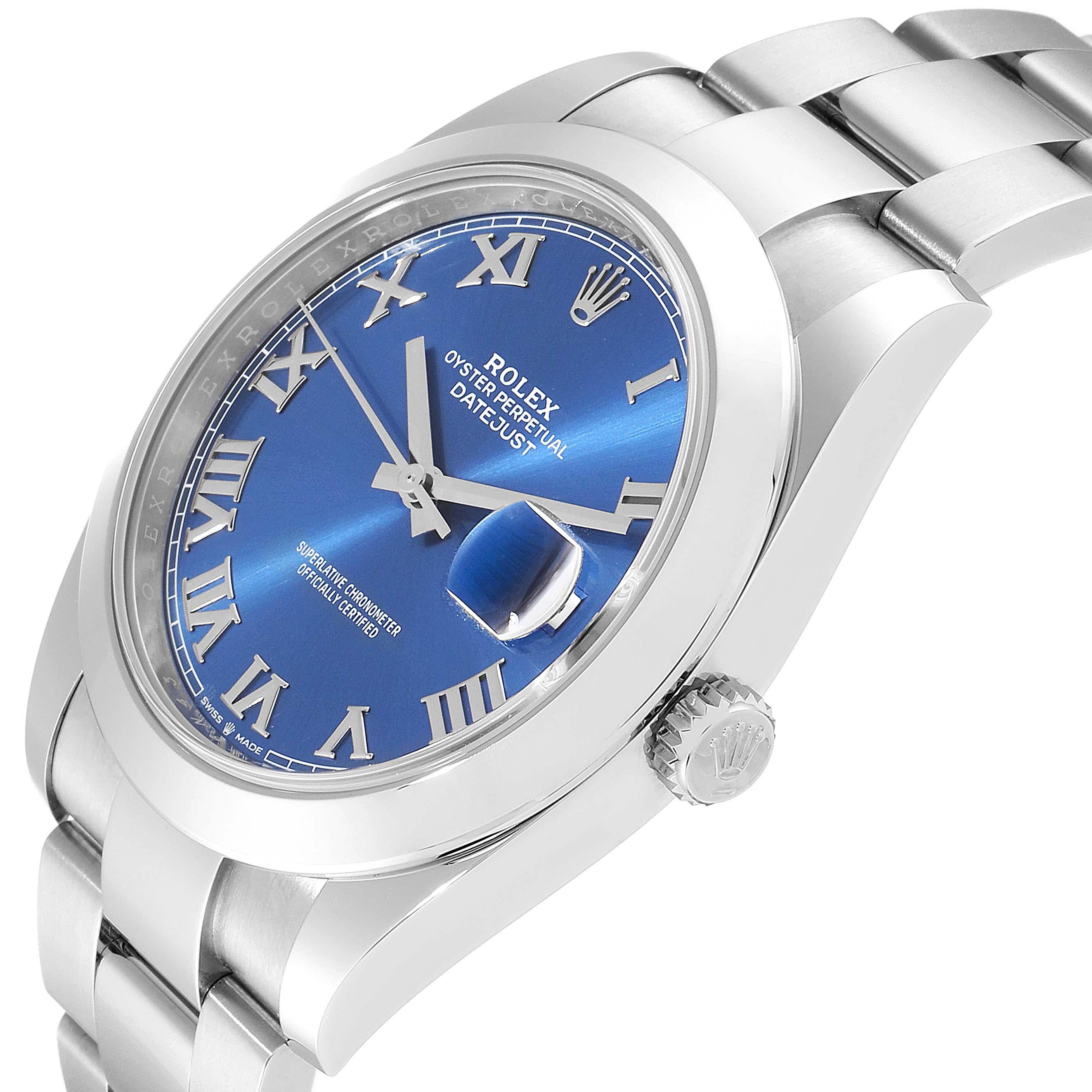 Rolex Datejust 41 Blue Dial Steel Men's Watch 126300 Box Card For Sale 2