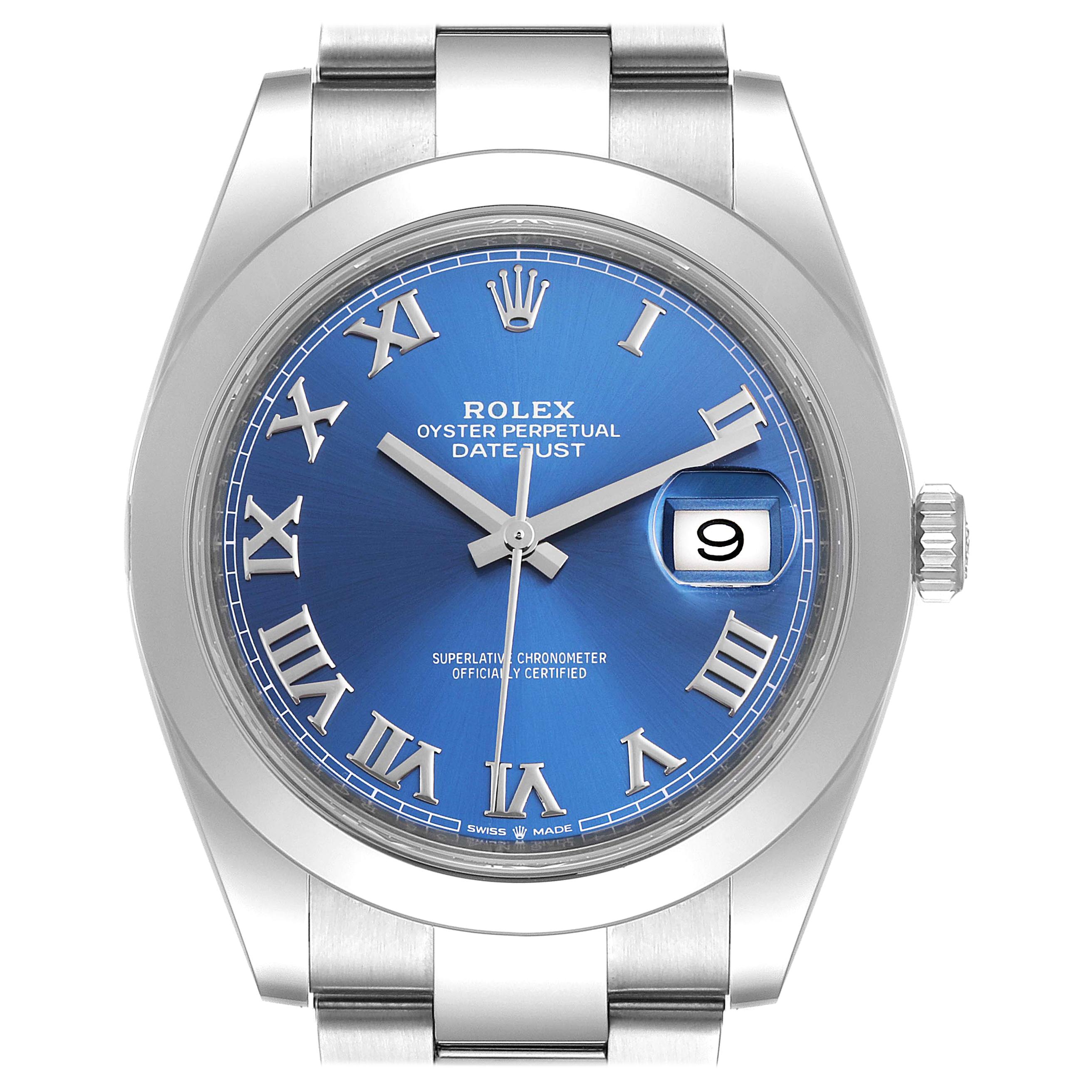 Rolex Datejust 41 Blue Dial Steel Men's Watch 126300 Box Card For Sale