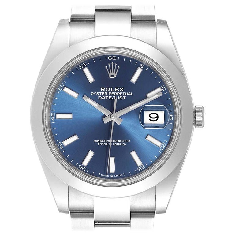 Rolex Datejust 41 Blue Dial Steel Men's Watch 126300 Box Card For Sale ...