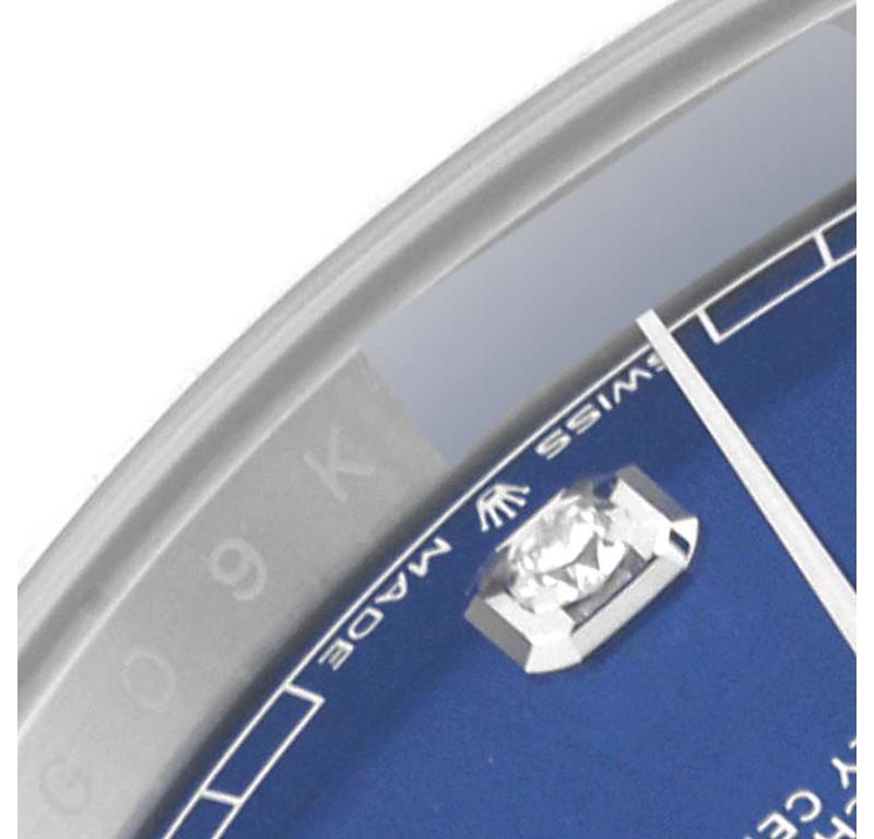 Rolex Datejust 41 Blaue Stahl-Weißgold-Herrenuhr 126334 mit Diamant-Zifferblatt im Zustand „Hervorragend“ in Atlanta, GA
