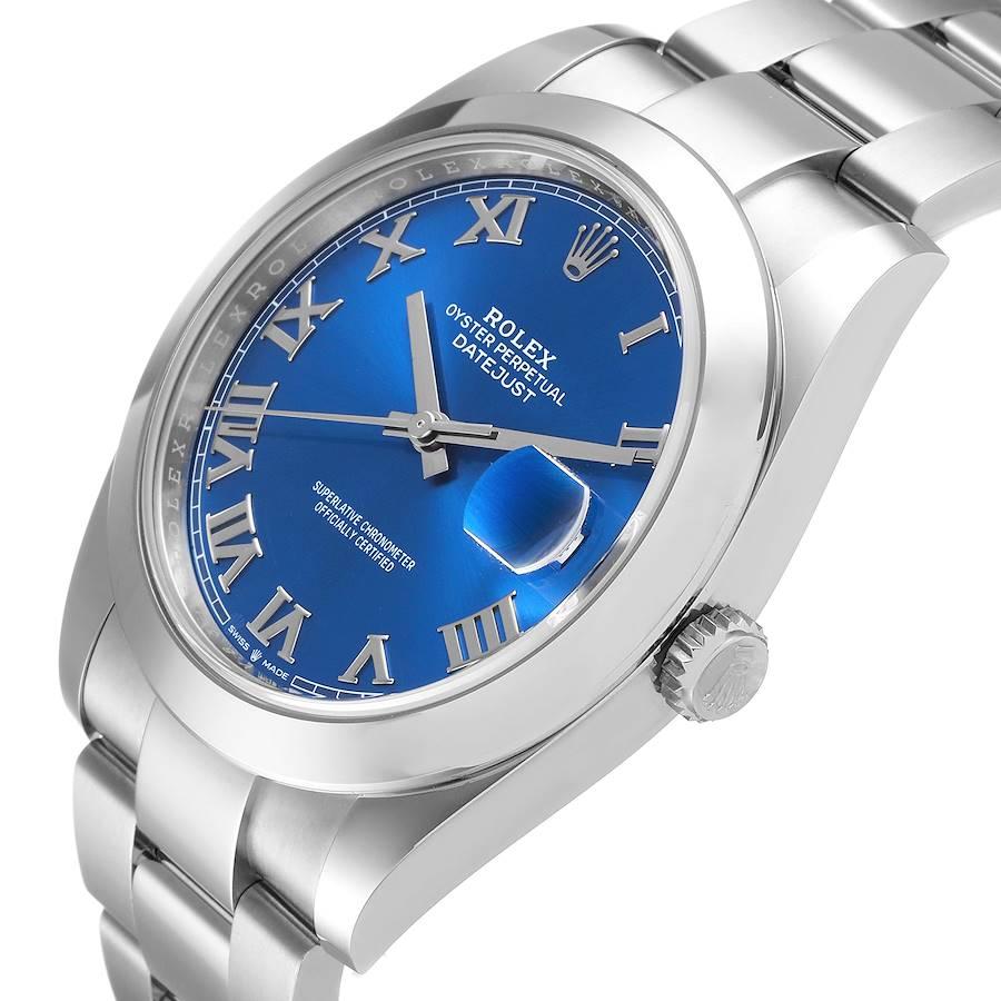 Rolex Datejust 41 Blue Roman Dial Steel Mens Watch 126300 Box Card 1