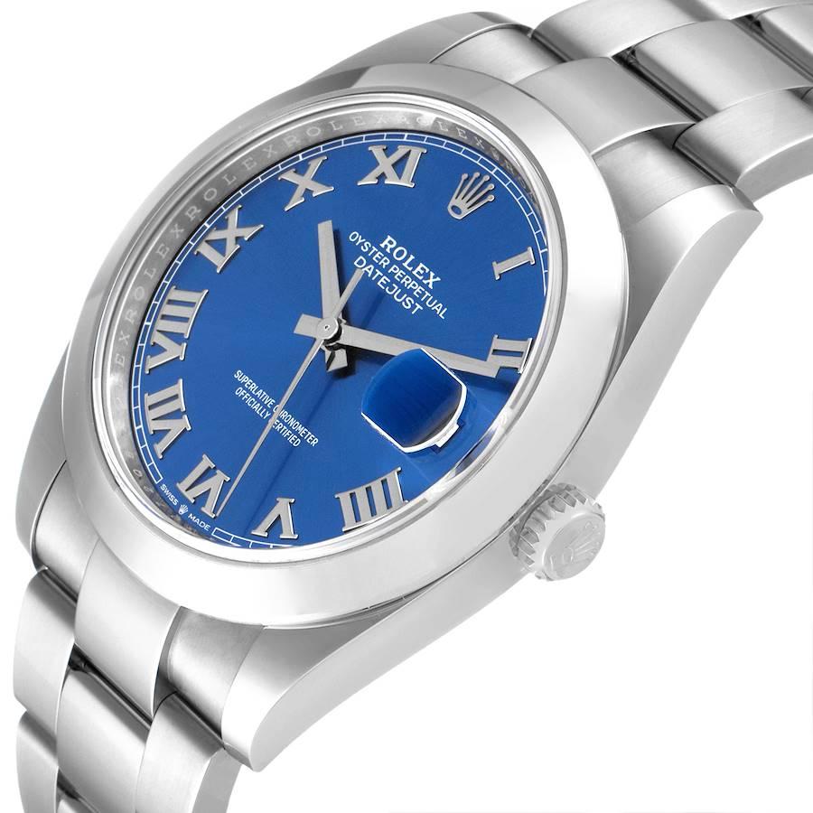 Rolex Datejust 41 Blue Roman Dial Steel Mens Watch 126300 Box Card For Sale 1