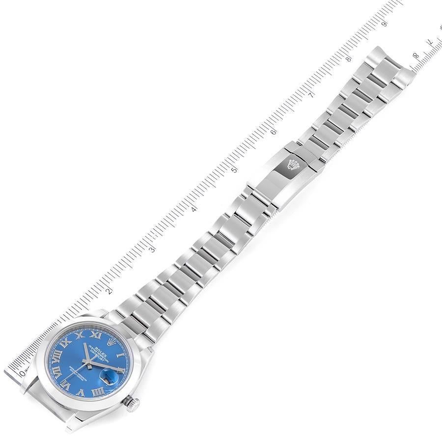 Rolex Datejust 41 Blue Roman Dial Steel Mens Watch 126300 Box Card For Sale 4