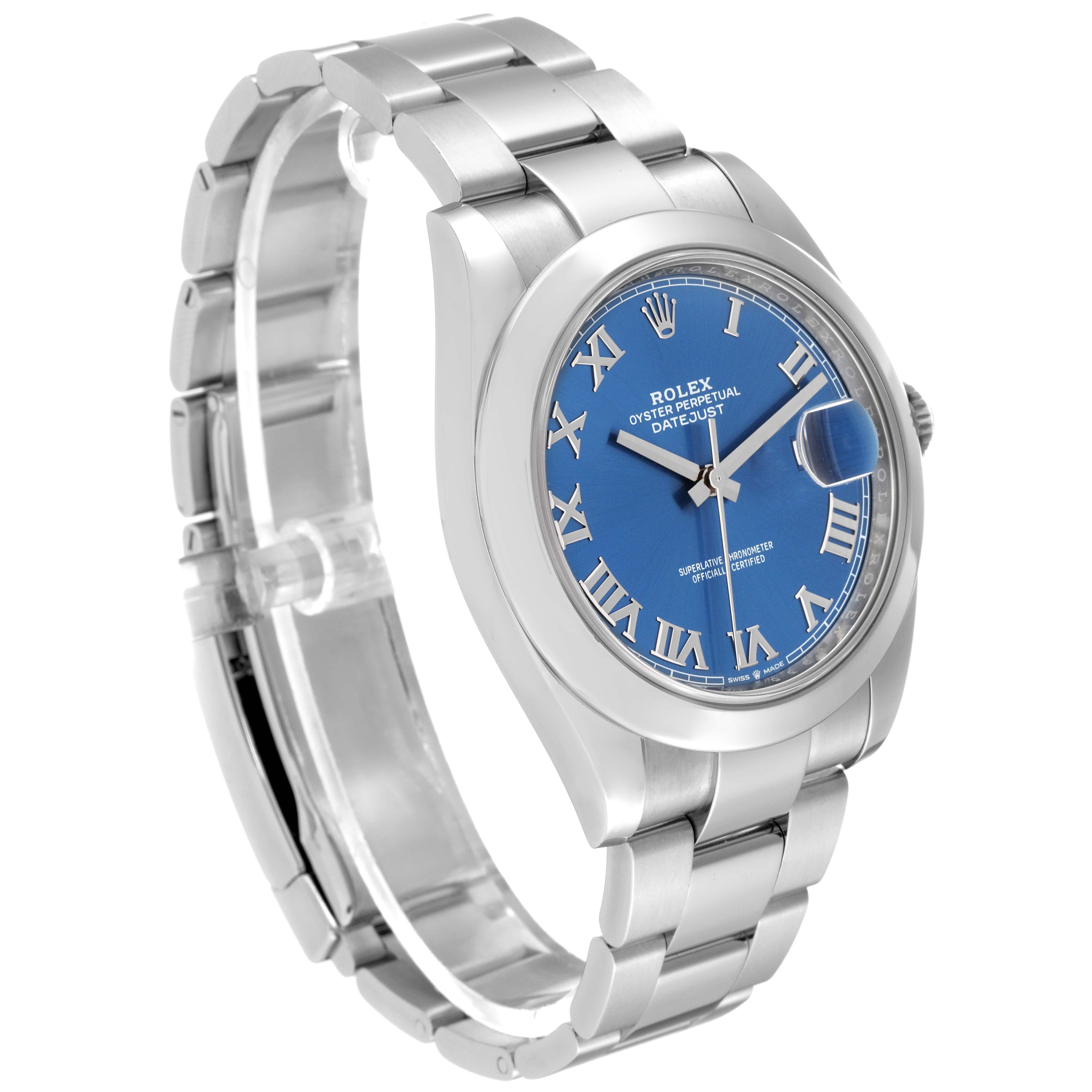 Rolex Datejust 41 Blue Roman Dial Steel Mens Watch 126300 For Sale 7