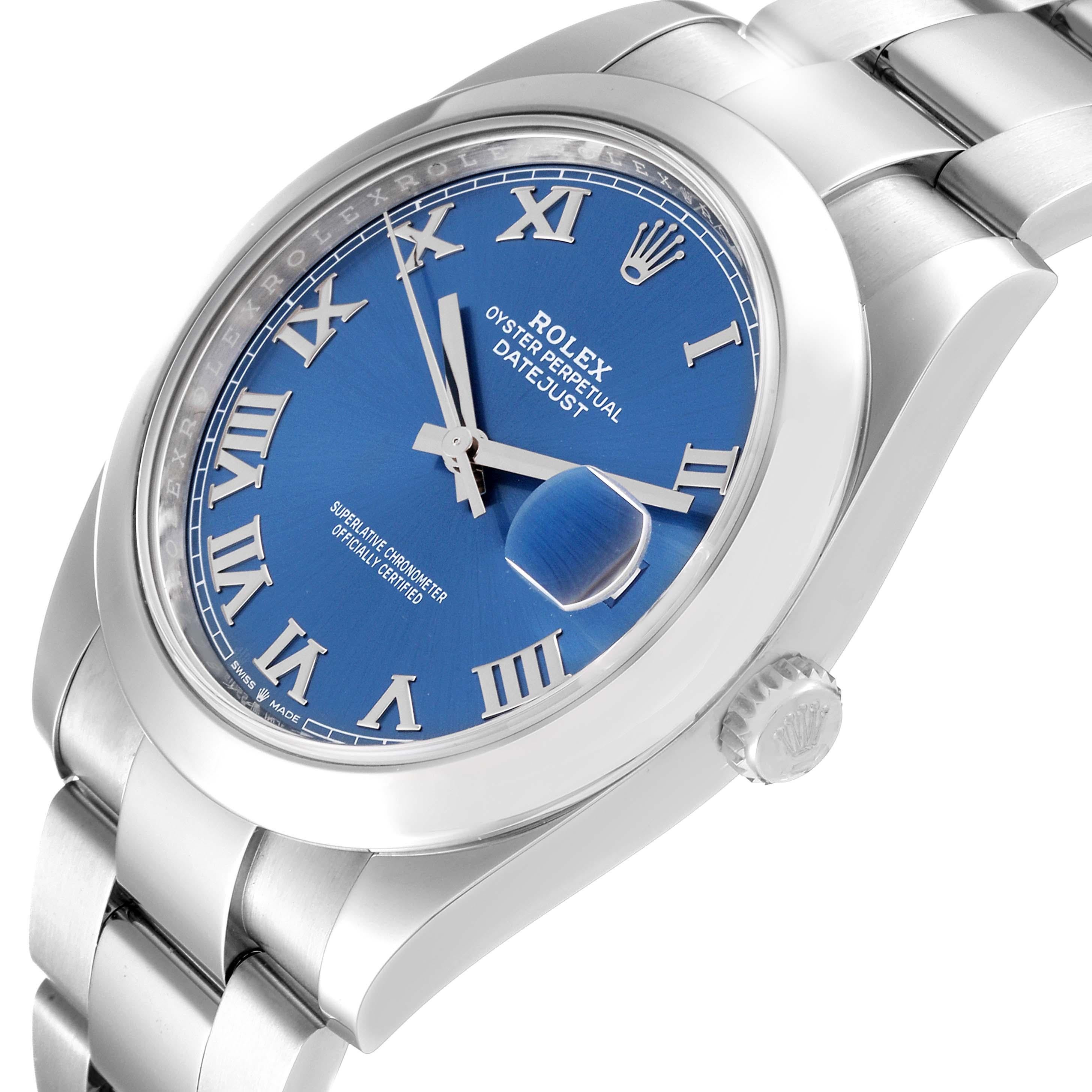 Men's Rolex Datejust 41 Blue Roman Dial Steel Mens Watch 126300 For Sale