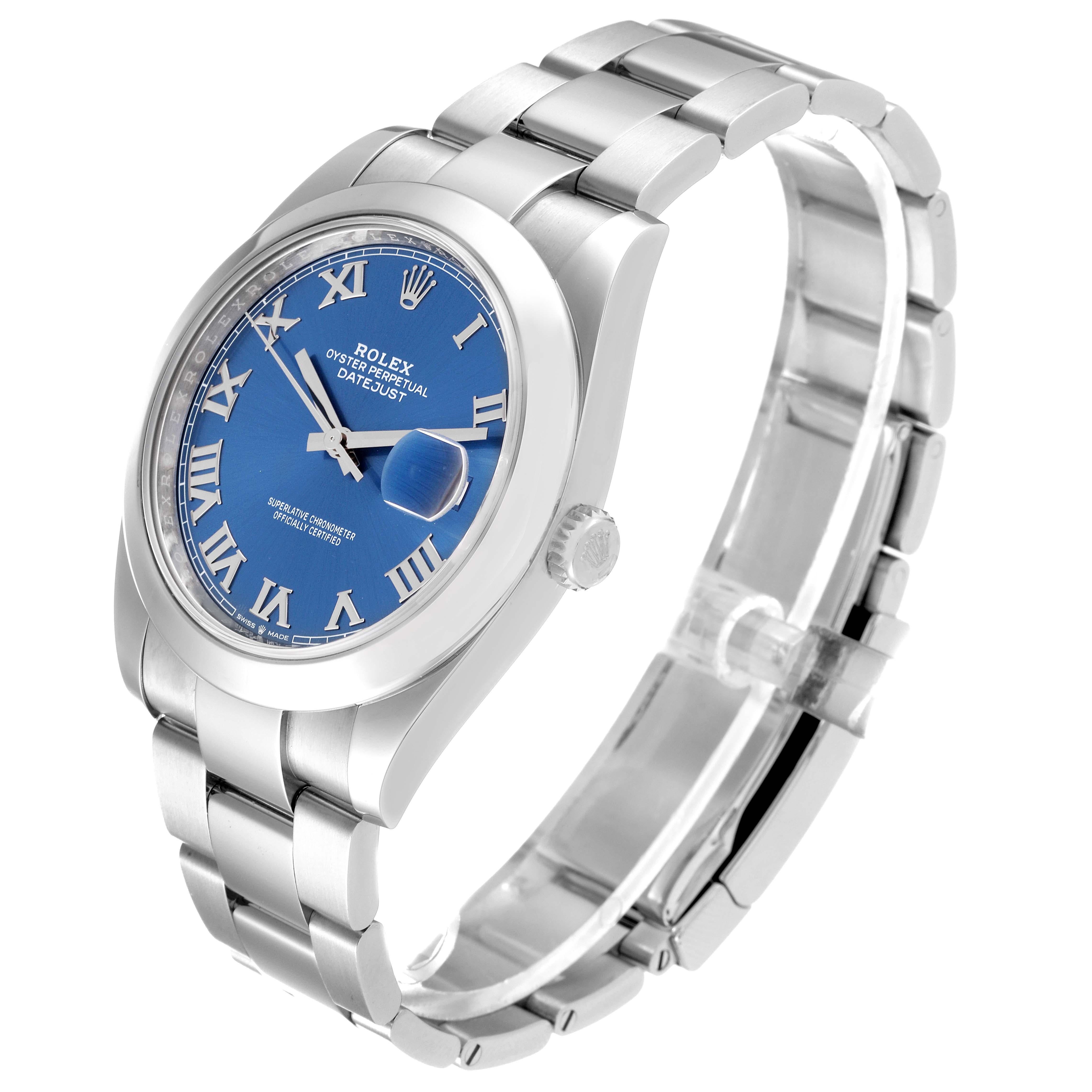Rolex Datejust 41 Blue Roman Dial Steel Mens Watch 126300 For Sale 3