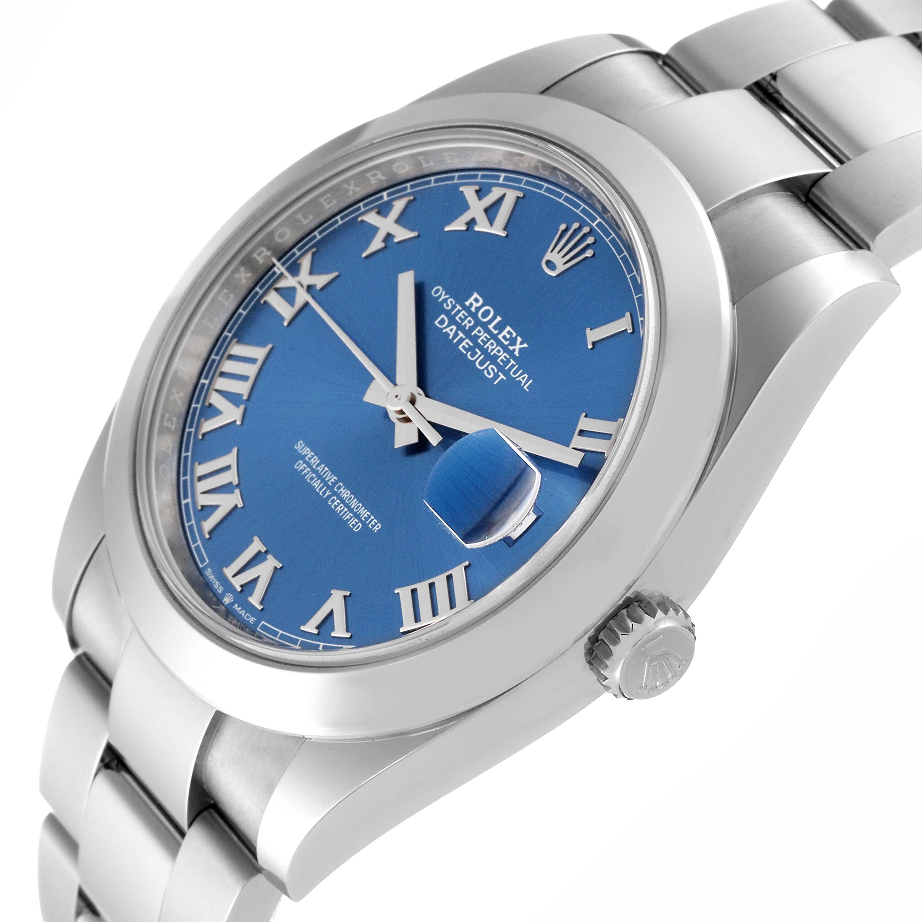 Rolex Datejust 41 Blue Roman Dial Steel Mens Watch 126300 Unworn For Sale 2