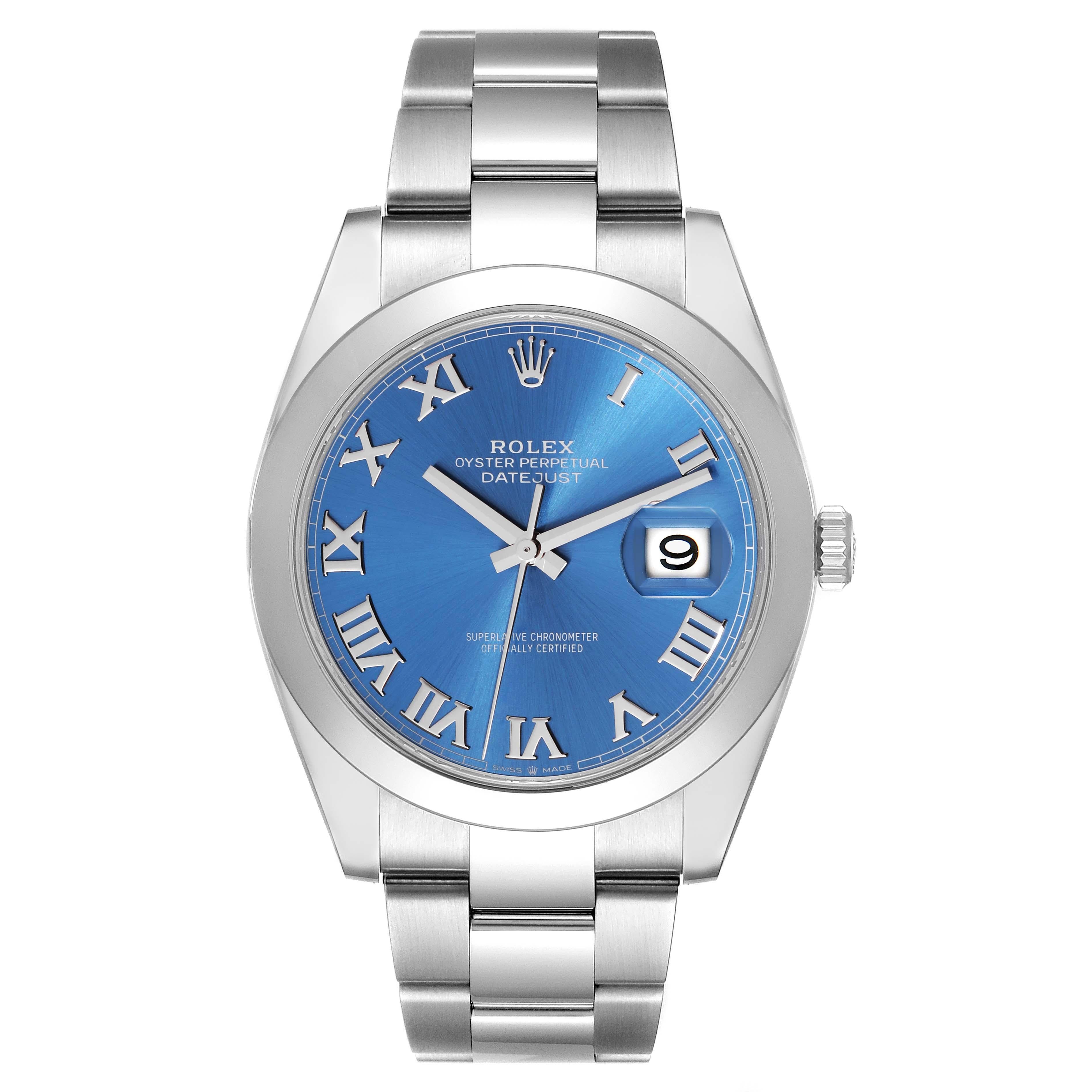 Rolex Datejust 41 Blue Roman Dial Steel Mens Watch 126300 Unworn For Sale 3