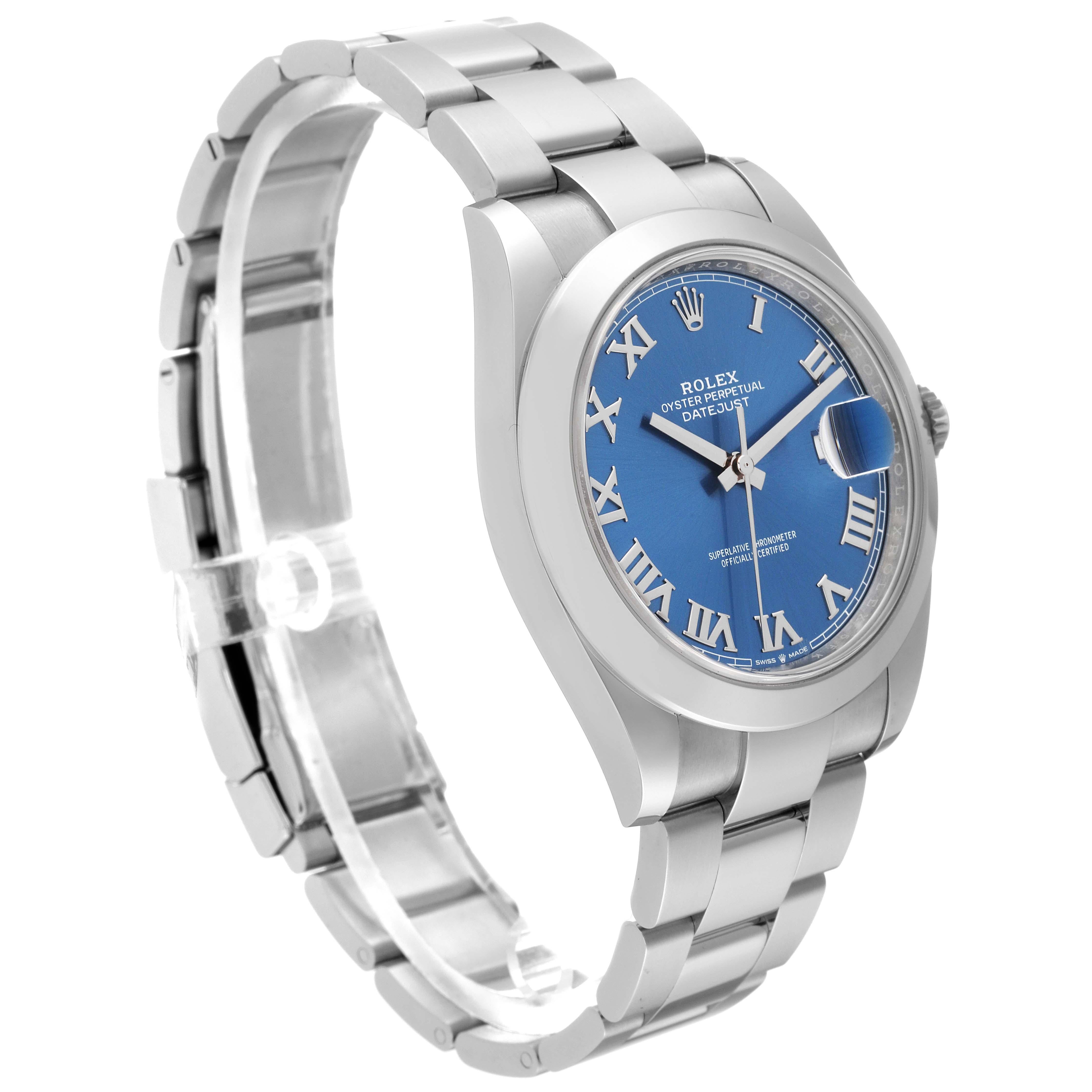 Rolex Datejust 41 Blue Roman Dial Steel Mens Watch 126300 Unworn For Sale 4
