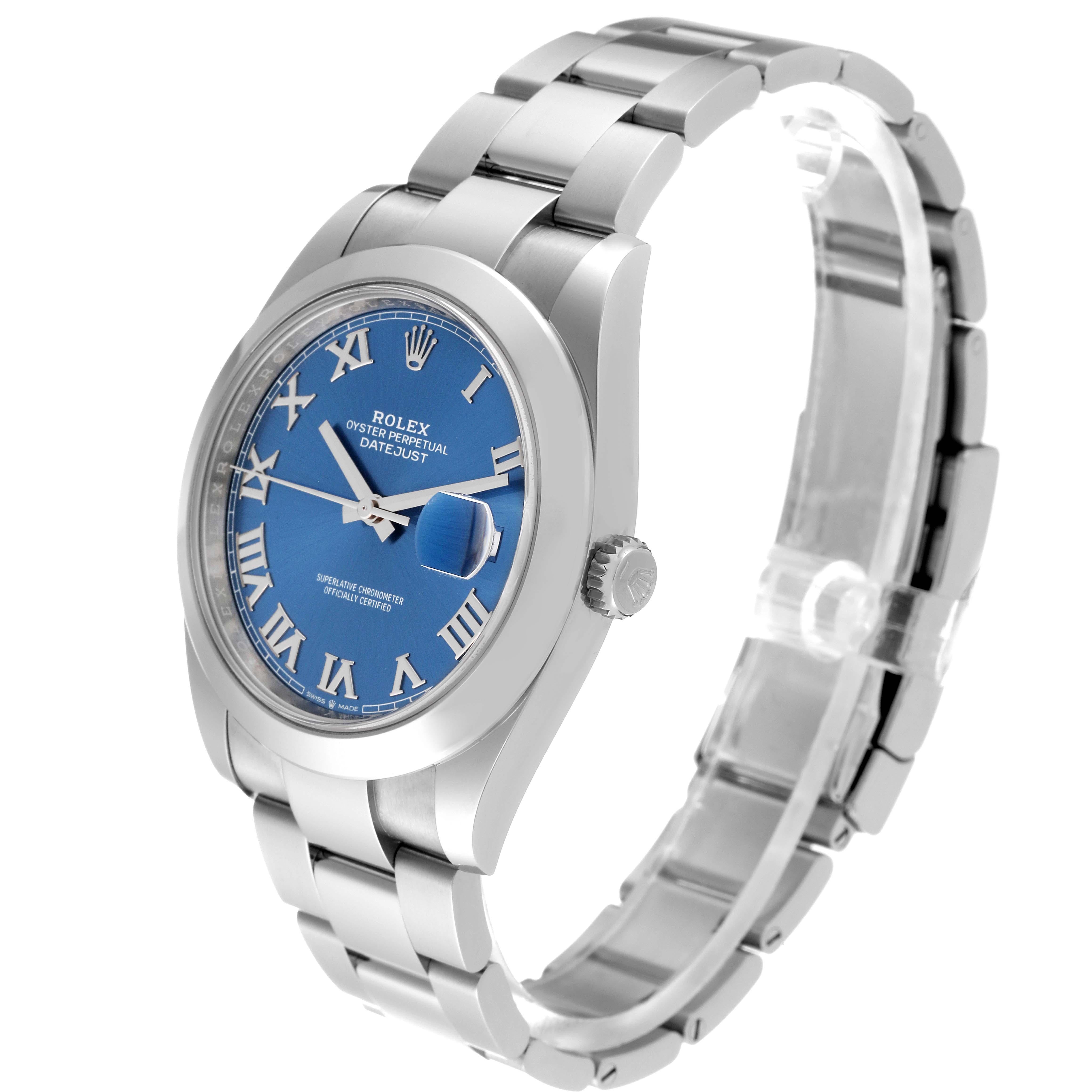 Rolex Datejust 41 Blue Roman Dial Steel Mens Watch 126300 Unworn For Sale 5