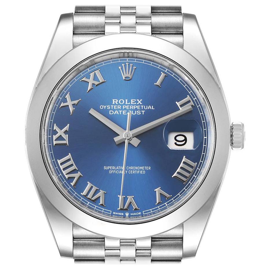 Rolex Datejust 41 Blue Roman Dial Steel Mens Watch 126300 Unworn For Sale