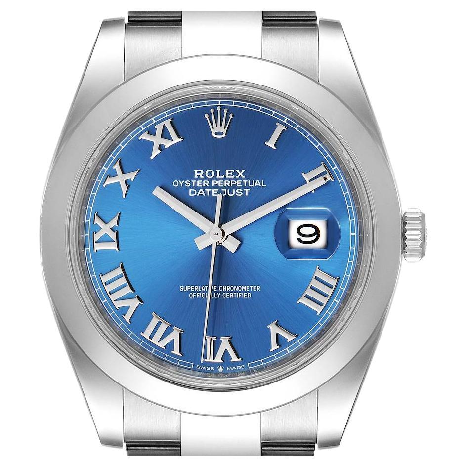 Rolex Datejust 41 Blue Roman Dial Steel Mens Watch 126300 Unworn For Sale