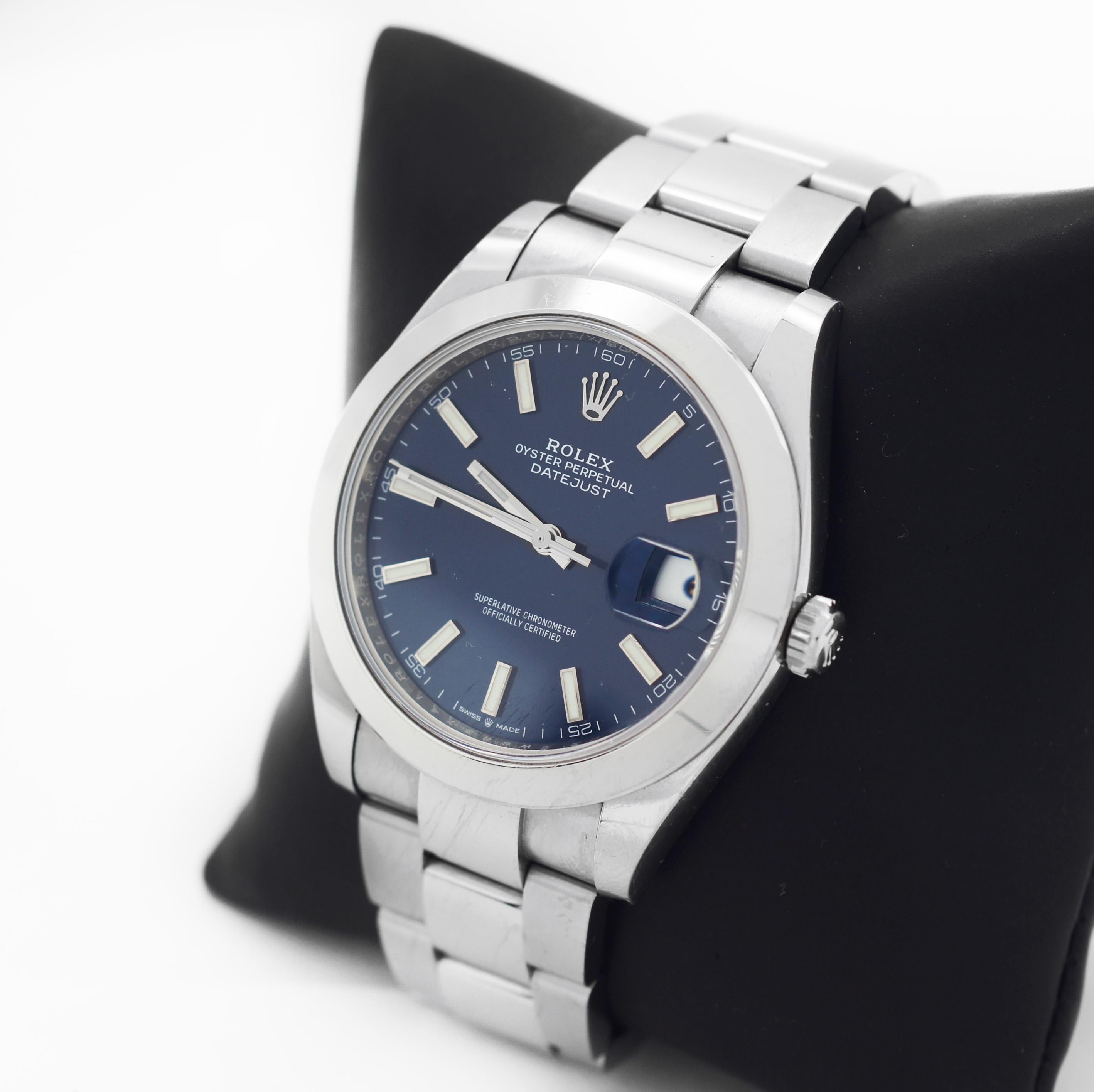 Rolex Datejust 41 Blue Stainless Steel Watch 126300 In Good Condition For Sale In San Fernando, CA