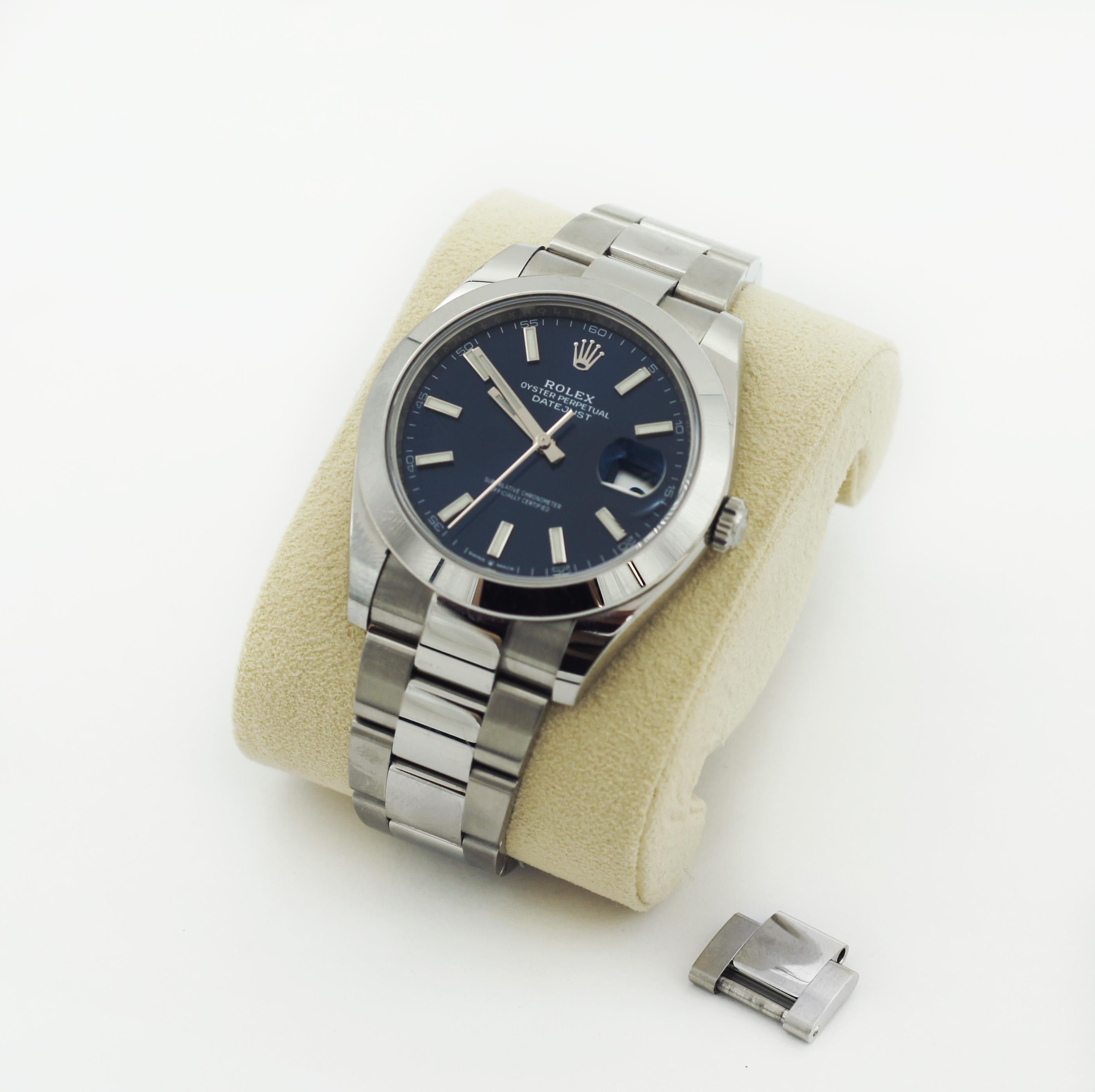 Rolex Datejust 41 Blue Stainless Steel Watch 126300 For Sale 4