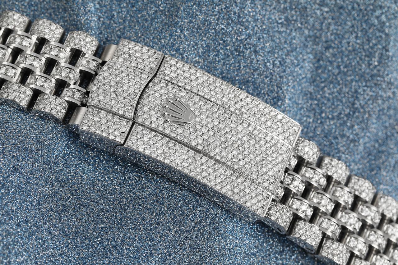 Rolex Montre Datejust 41 en acier inoxydable et diamants avec chiffres arabes écaillés sur mesure Neuf - En vente à New York, NY
