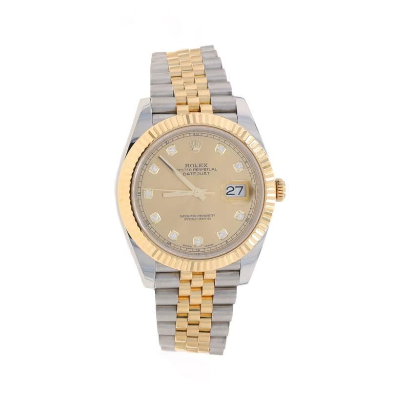Rolex Datejust 41 Diamond Mens Wristwatch 126333 Stainless Gold 18k Auto 1YrWnty In Excellent Condition For Sale In Greensboro, NC