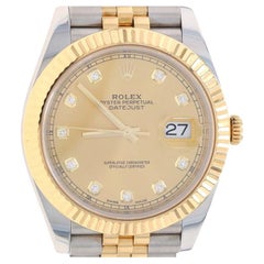 Used Rolex Datejust 41 Diamond Mens Wristwatch 126333 Stainless Gold 18k Auto 1YrWnty