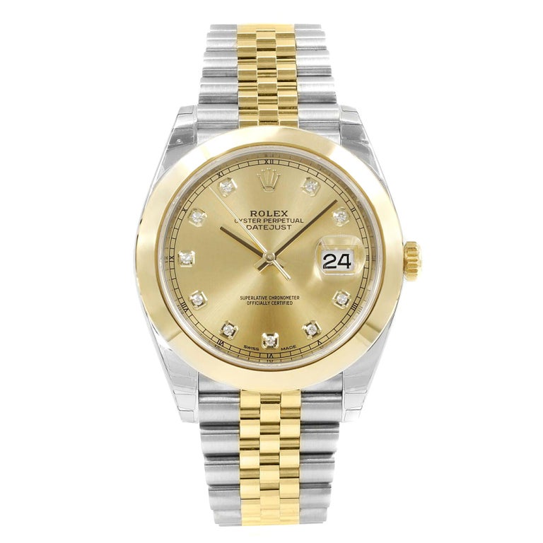 Rolex Datejust 41 Diamond Steel Gold Automatic Men's Champagne Watch 126303 For Sale at 1stdibs