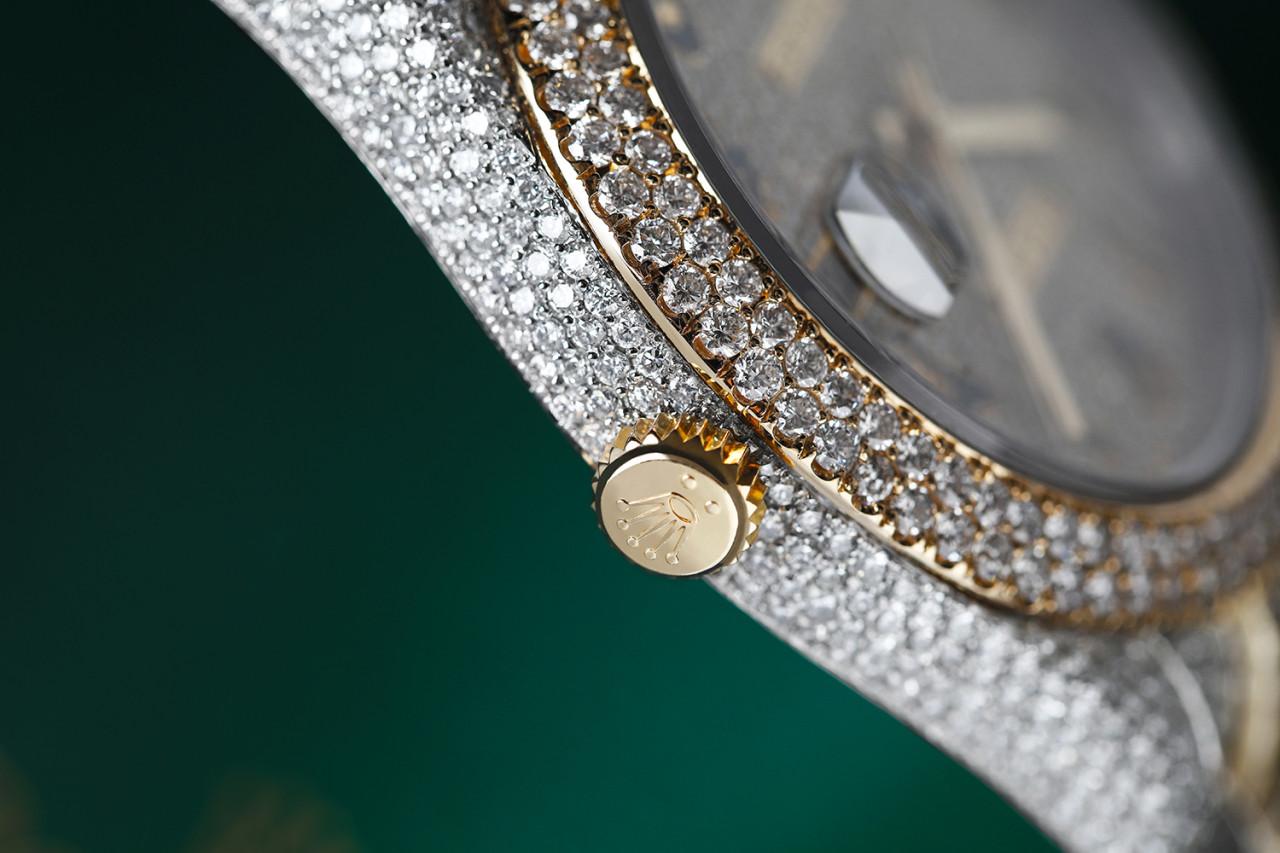 Rolex Datejust 41 Diamant-Uhr aus zweifarbigem Edelstahl und Gelbgold 126303 (Rundschliff) im Angebot