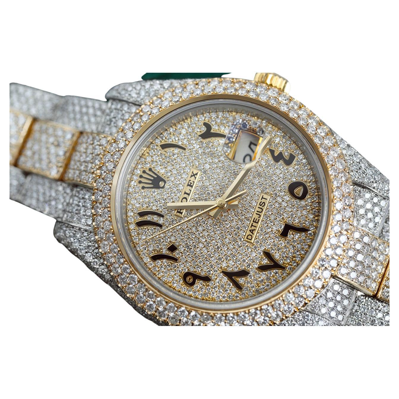 Rolex Datejust 41 Diamond Two Tone Stainless Steel and Yellow Gold Watch 126303 For Sale at 1stDibs | datejust 41 arabic dial, datejust 41 iced out, iced out rolex datejust 41