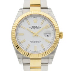 Rolex Datejust 41 Gold Steel White Stick Dial Automatic Men's Watch 126333