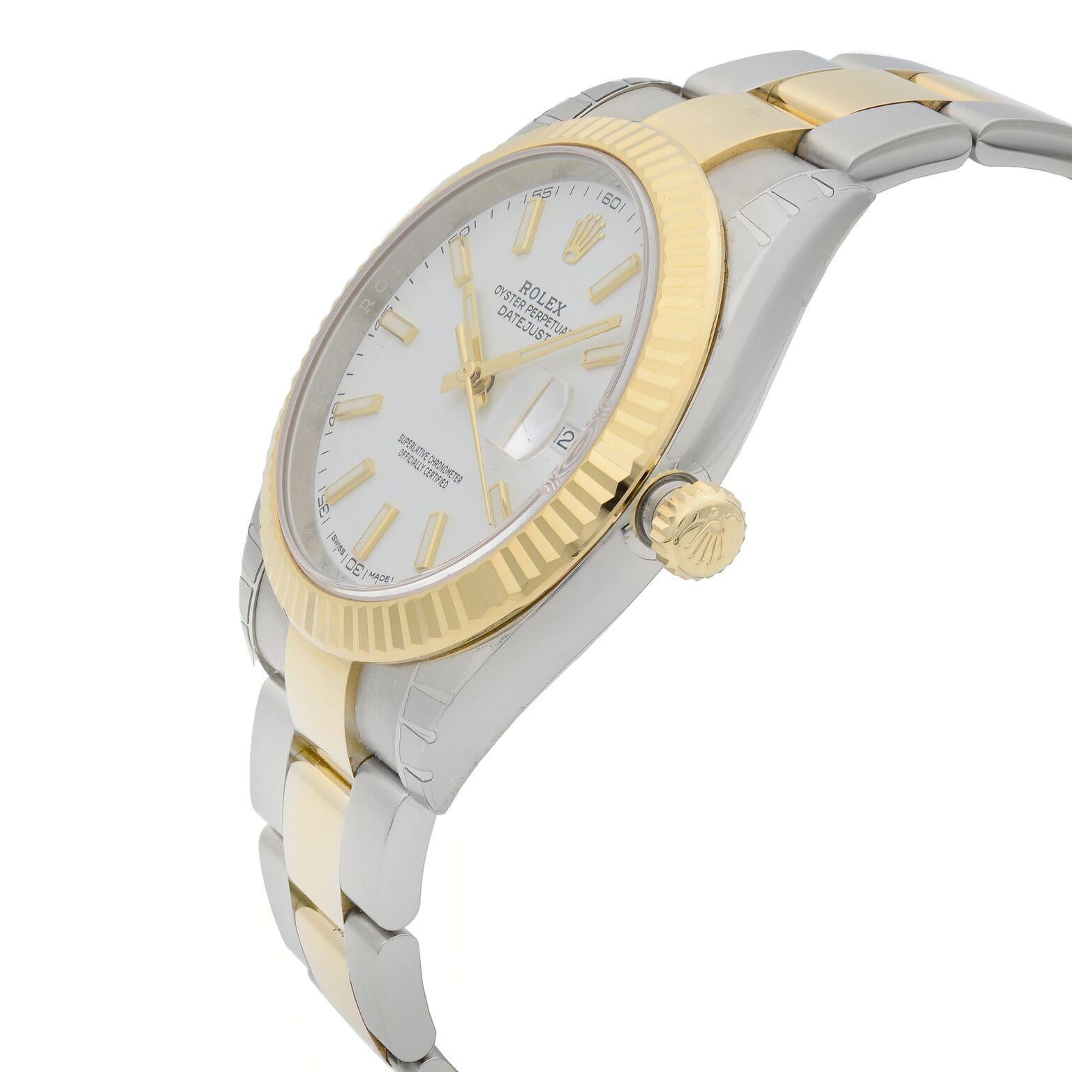 Rolex Datejust 41 Gold Steel White Stick Dial Automatic Men's Watch 126333 In New Condition In New York, NY