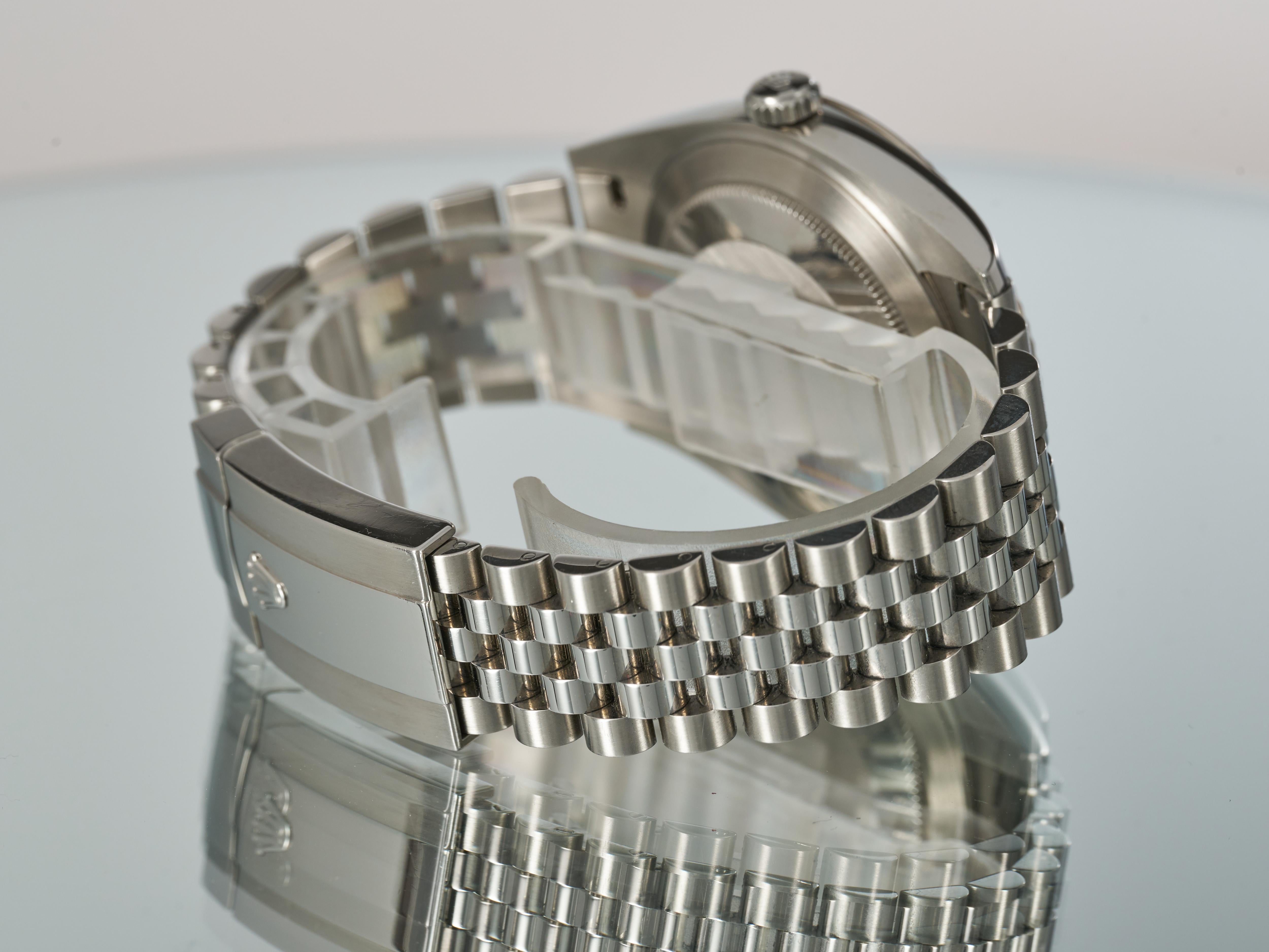 Rolex Datejust 41 Grey Baton Dial Fluted Bezel Jubilee Bracelet 126334 Full Set For Sale 7