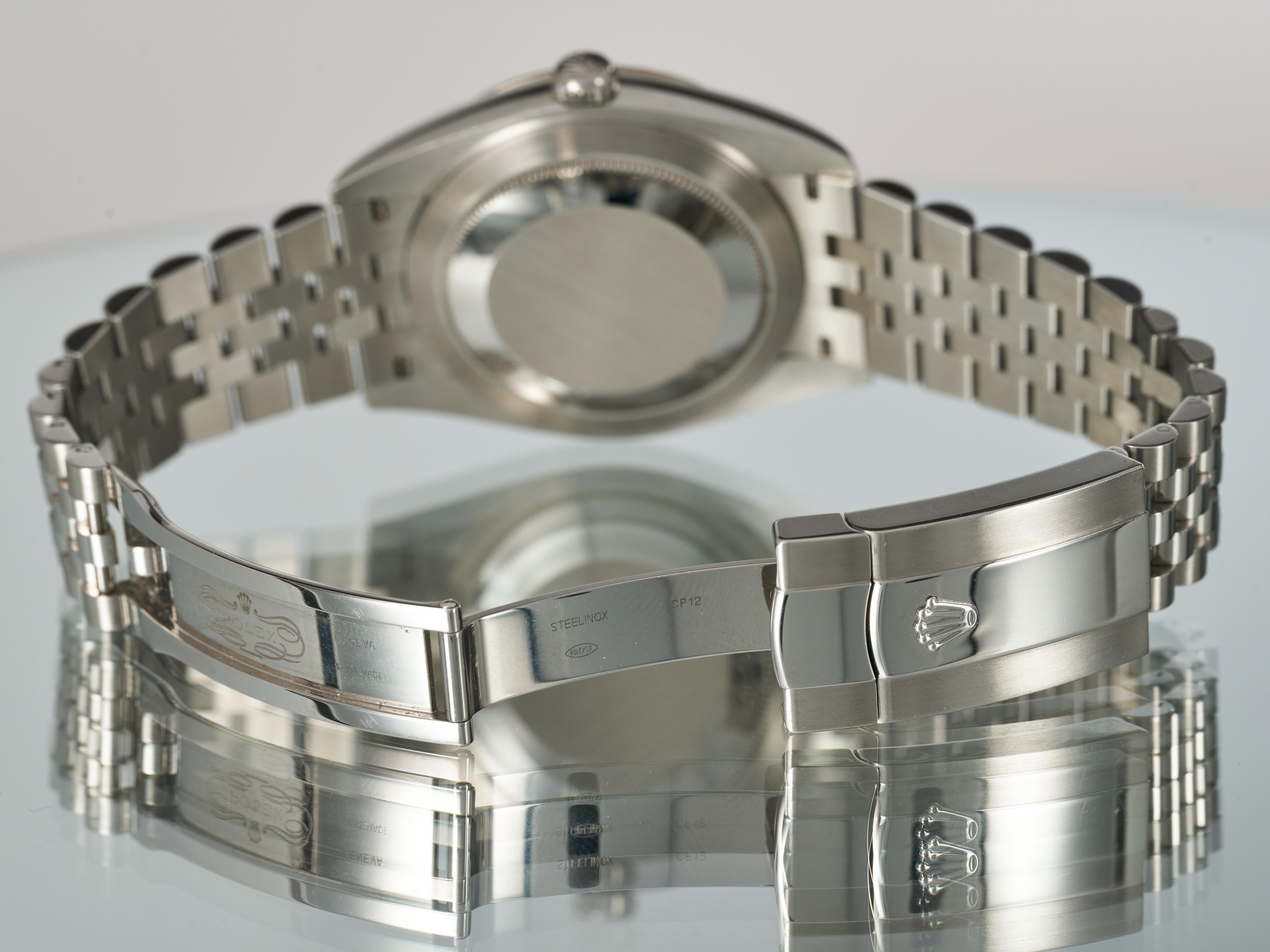 Rolex Datejust 41 Grey Baton Dial Fluted Bezel Jubilee Bracelet 126334 Full Set For Sale 11