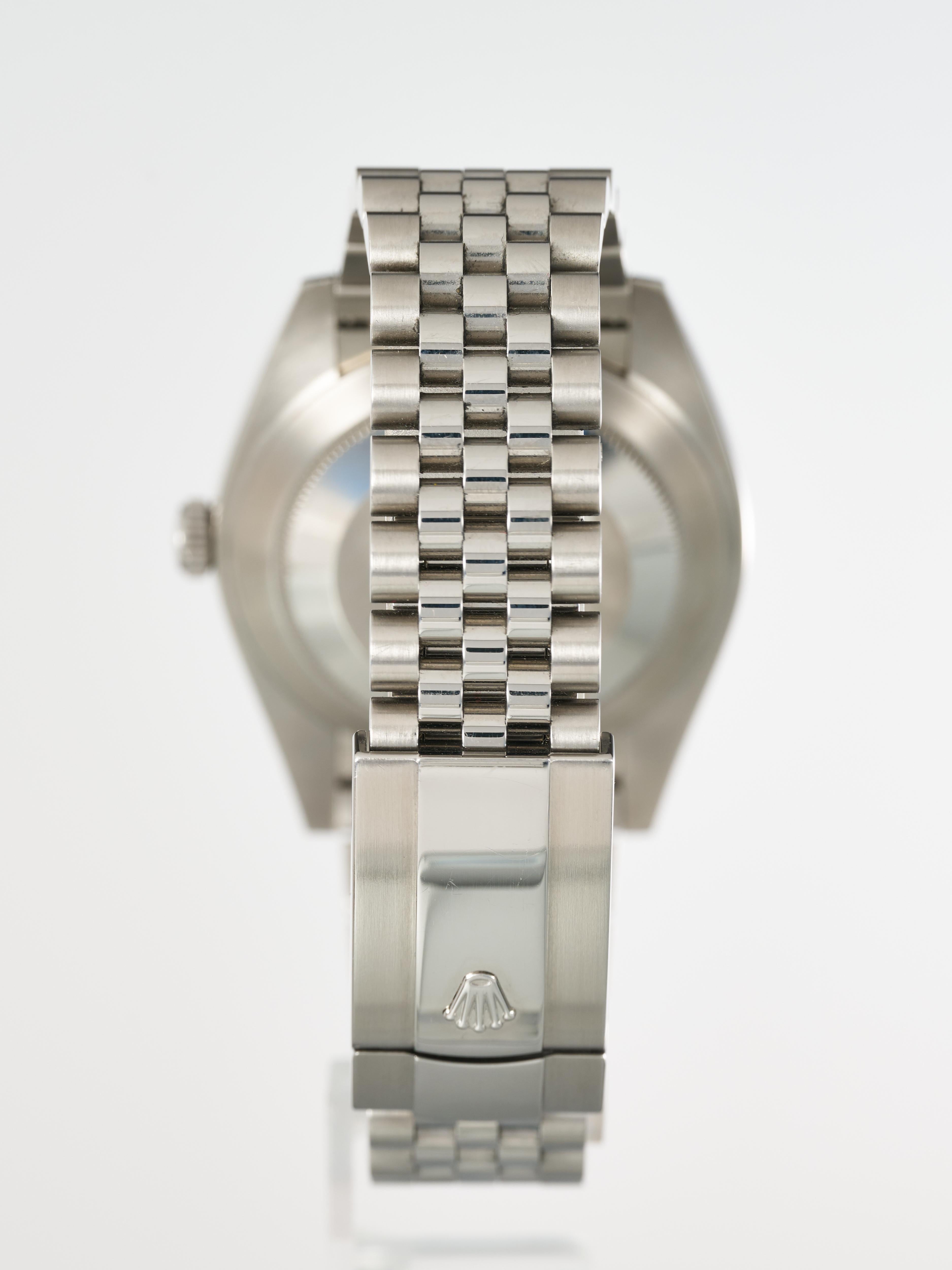 Men's Rolex Datejust 41 Grey Baton Dial Fluted Bezel Jubilee Bracelet 126334 Full Set For Sale